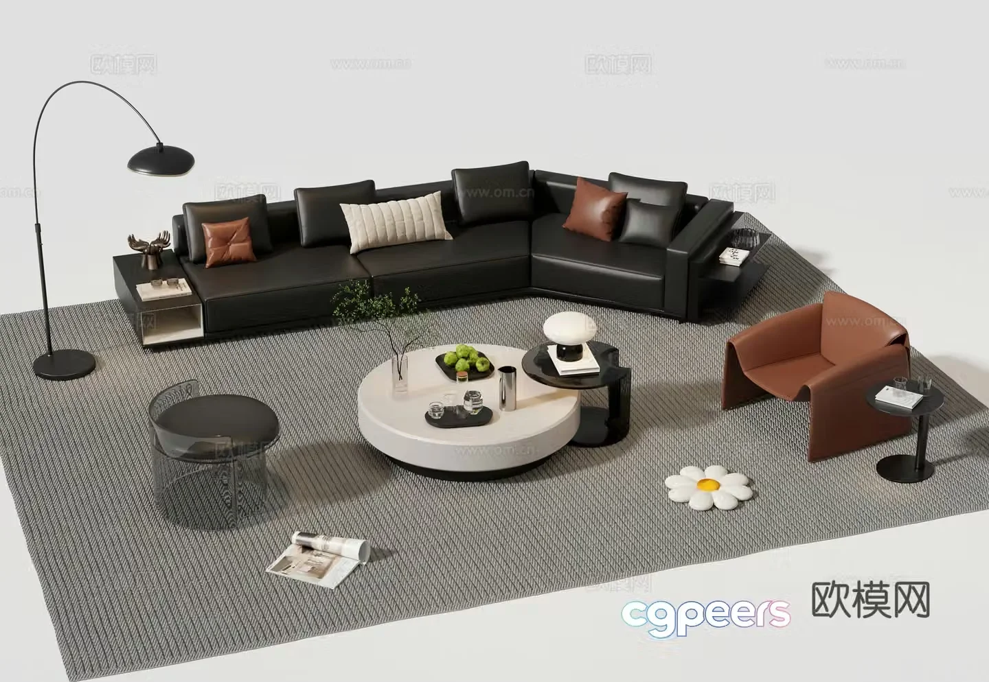Italian style modular sofa corner sofa 3d model