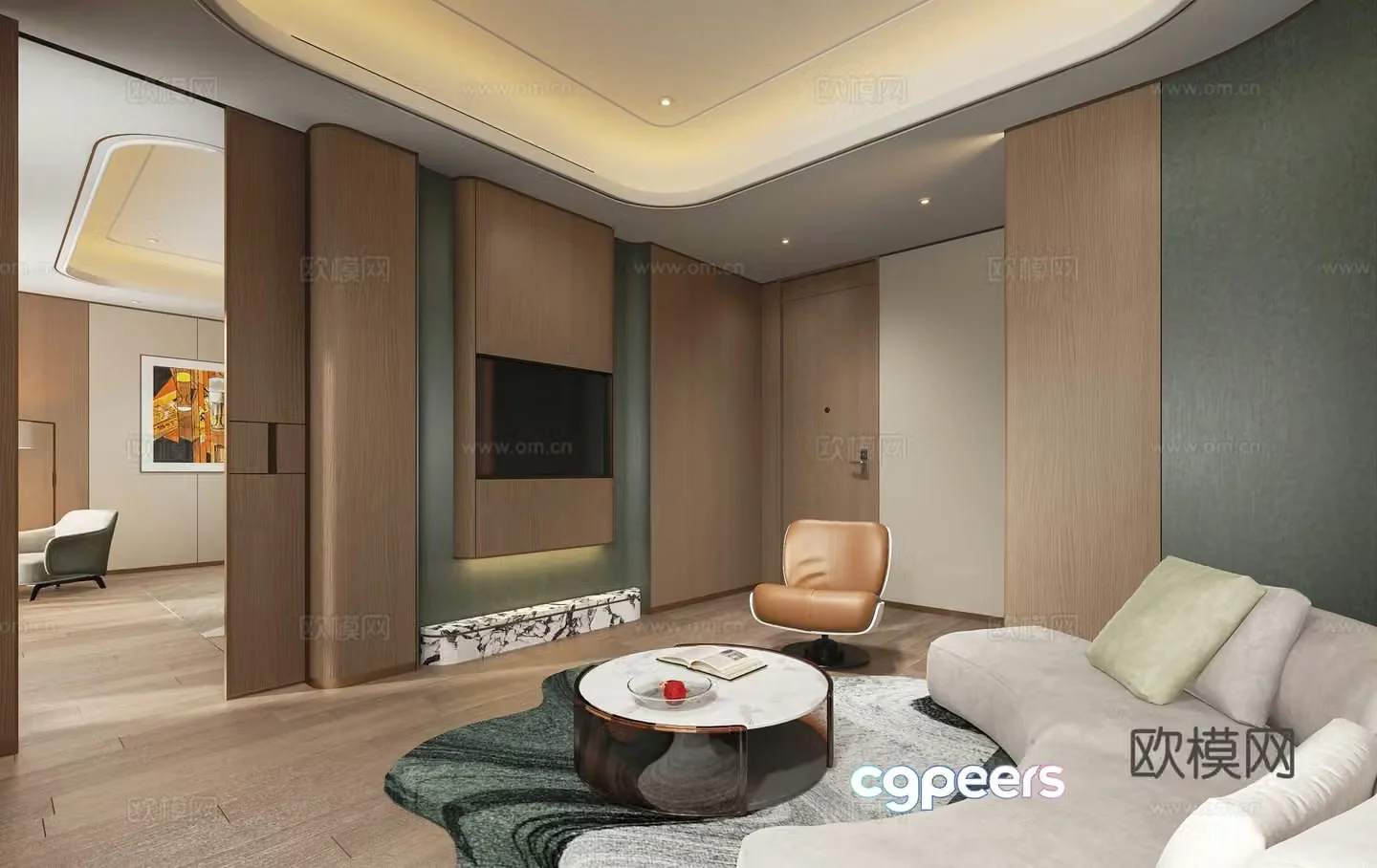 Modern hotel suite bathroom 3d model