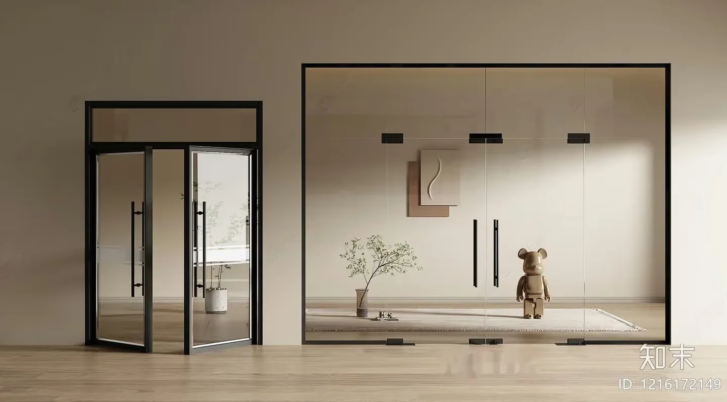 Modern Glass Doors 3D Model – 15273 – VRAY Render