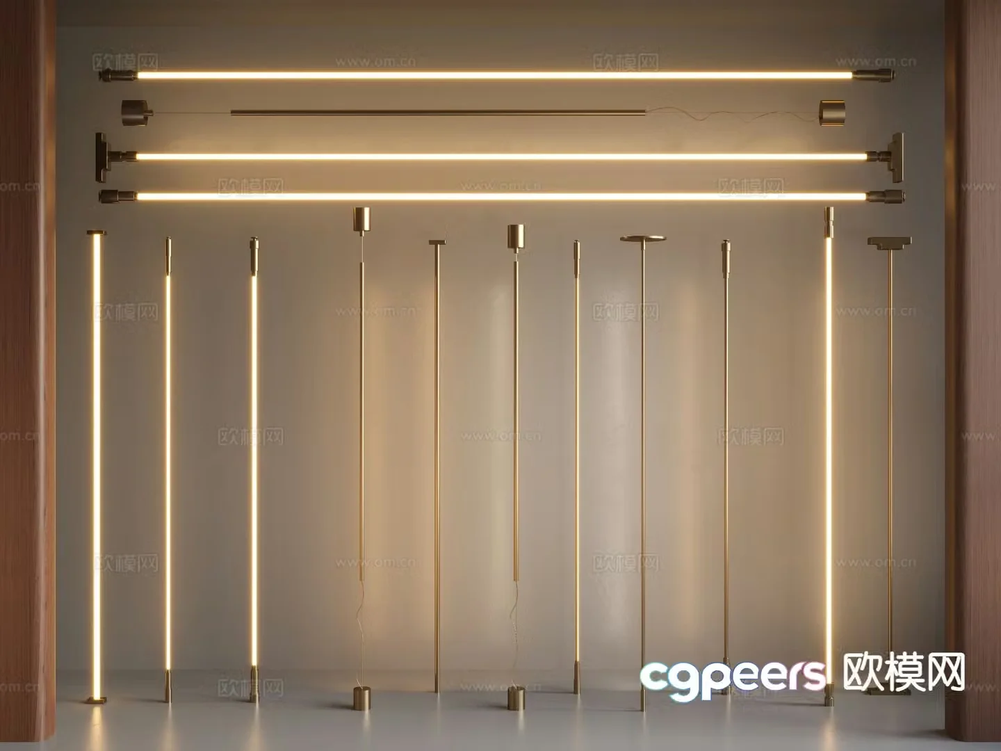 Modern skyline lamp linear lamp steel strip lamp 3d model