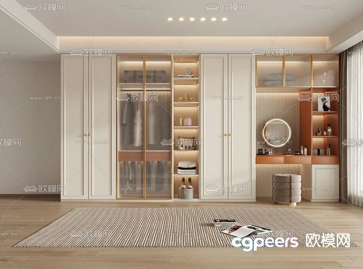 Simple European wardrobe wardrobe dresser 3d model