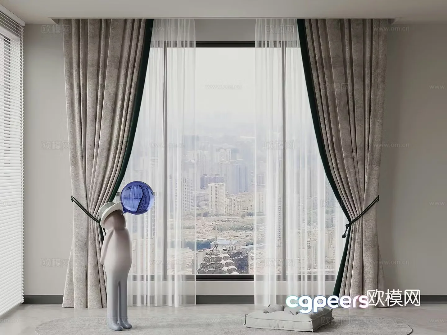 Modern curtains fabric curtains gauze curtains 3D model
