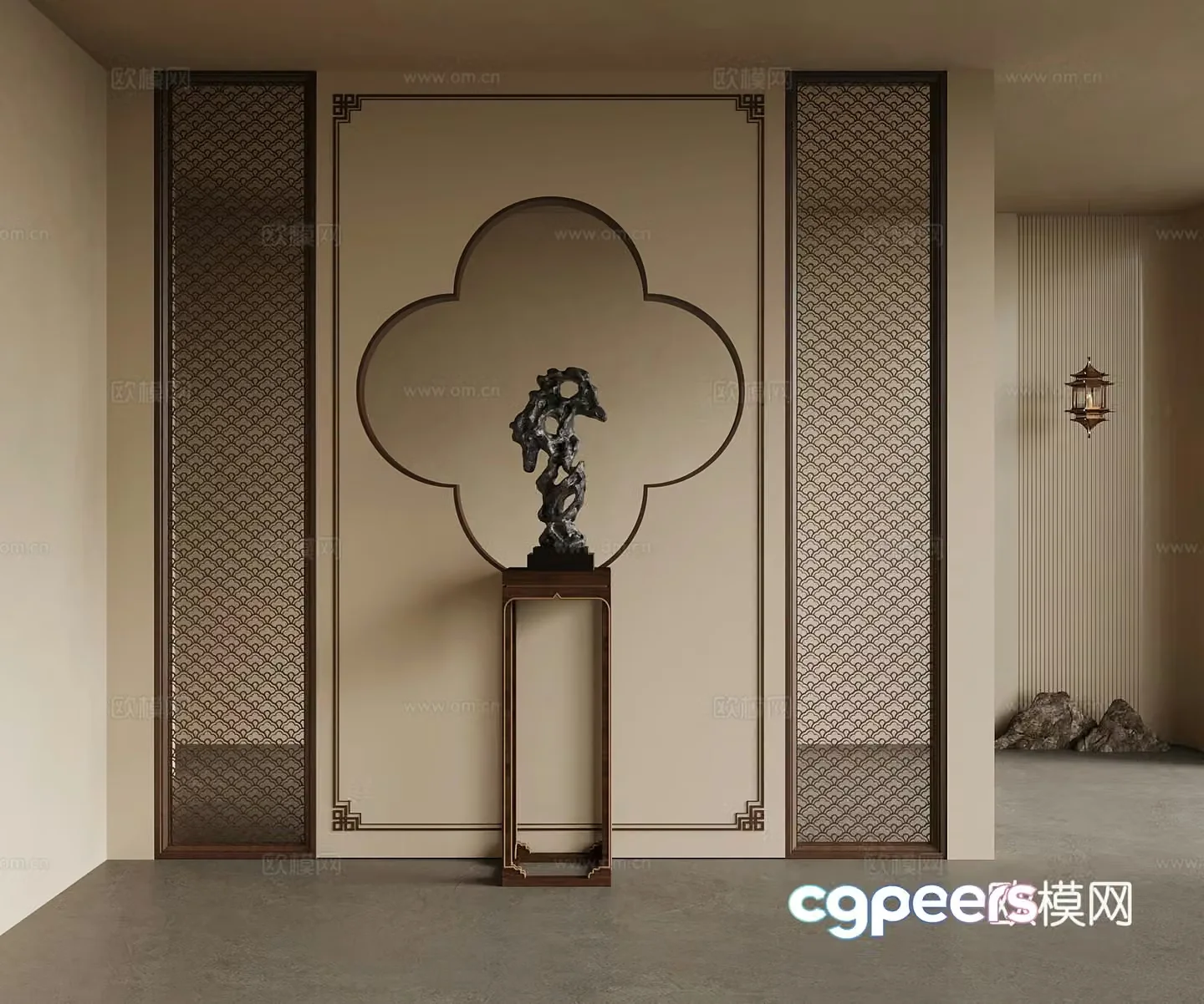 07 New Chinese style entrance partition Song style entrance 3D model