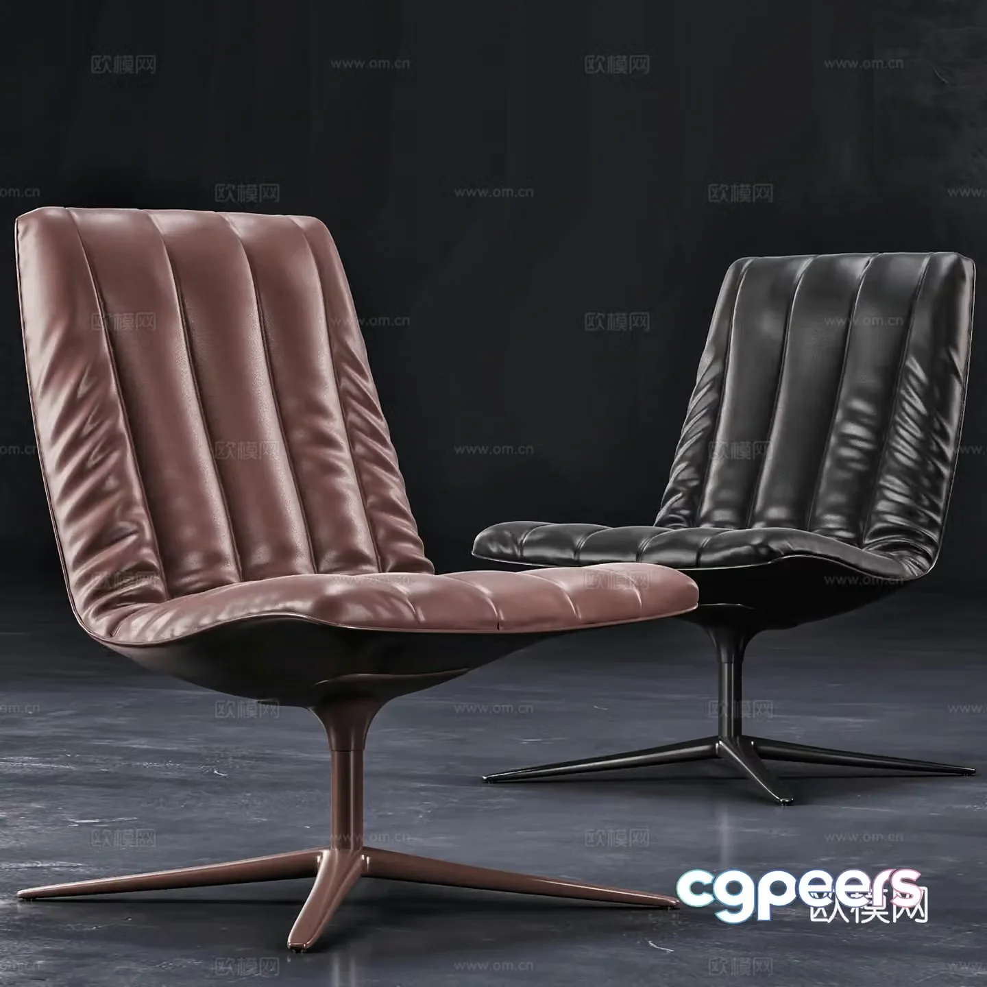 Modern leisure chair leather chair office chair training chair 3d model
