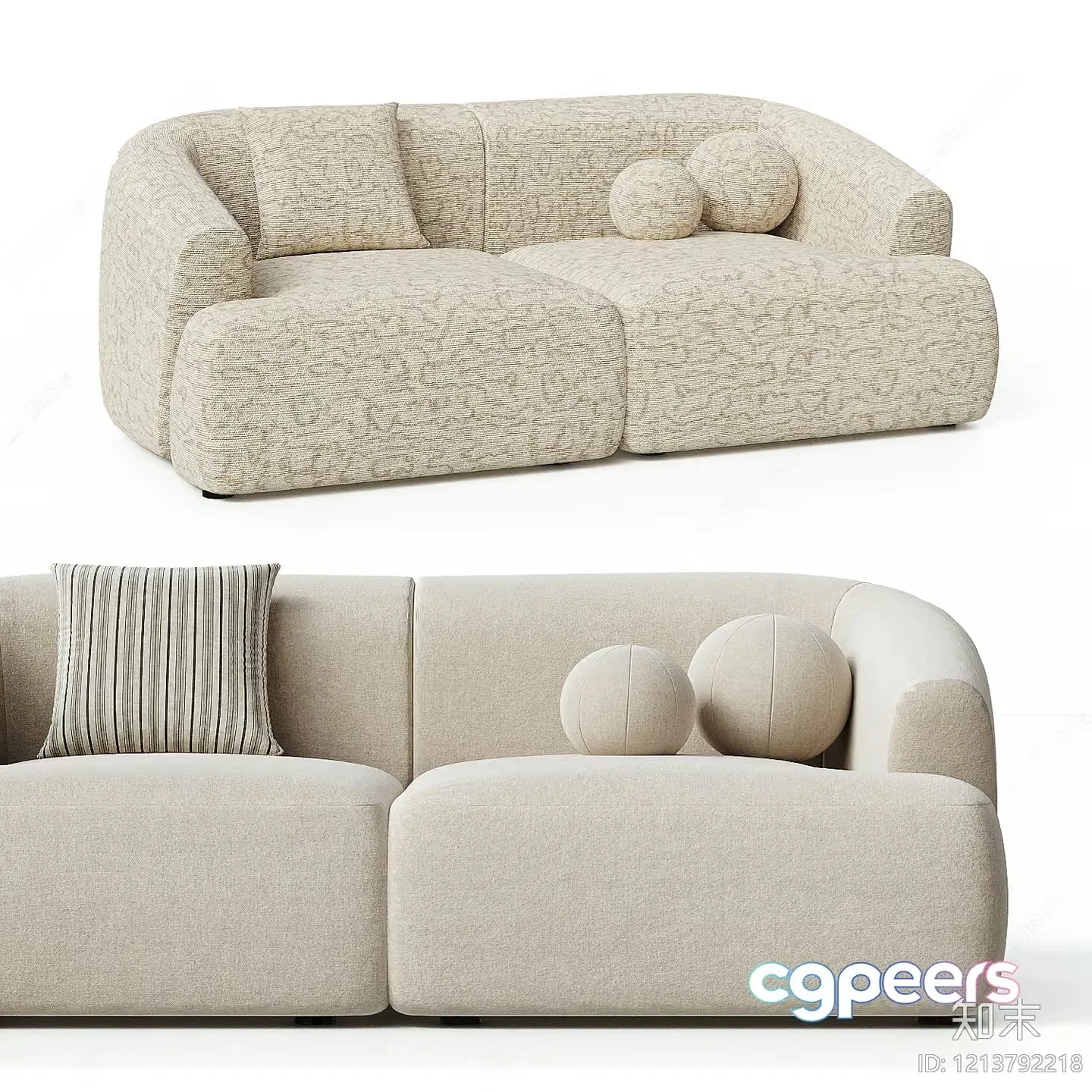 Modern Beige Couches 3D Model – 17760 – VRAY Render