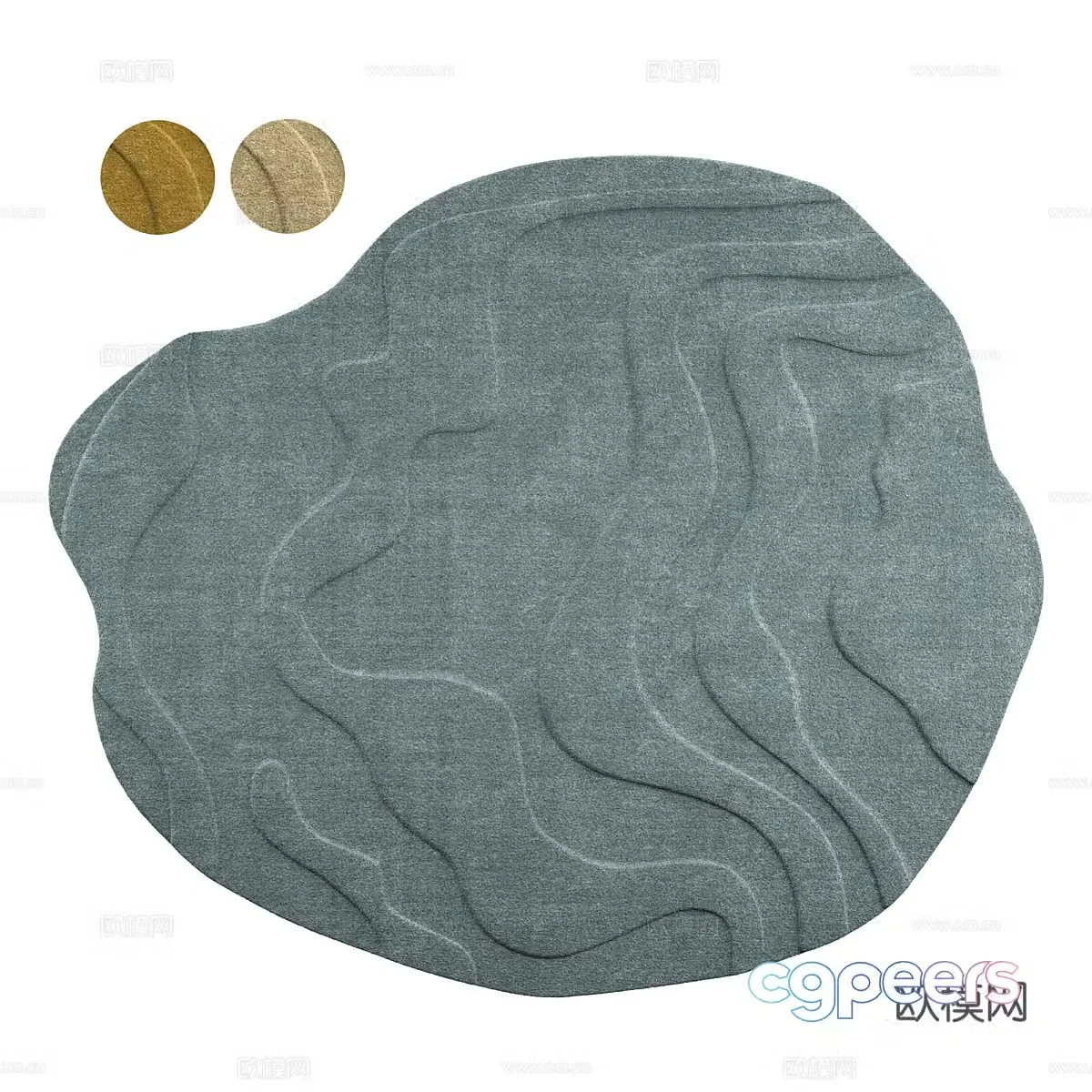 Modern cream style special-shaped fabric carpet 3D model