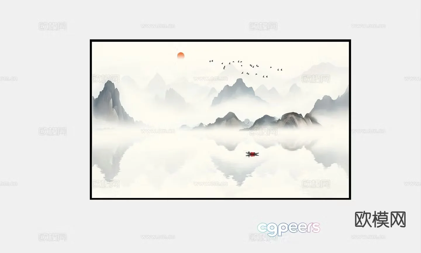 Chinese decorative painting hanging painting 3d model