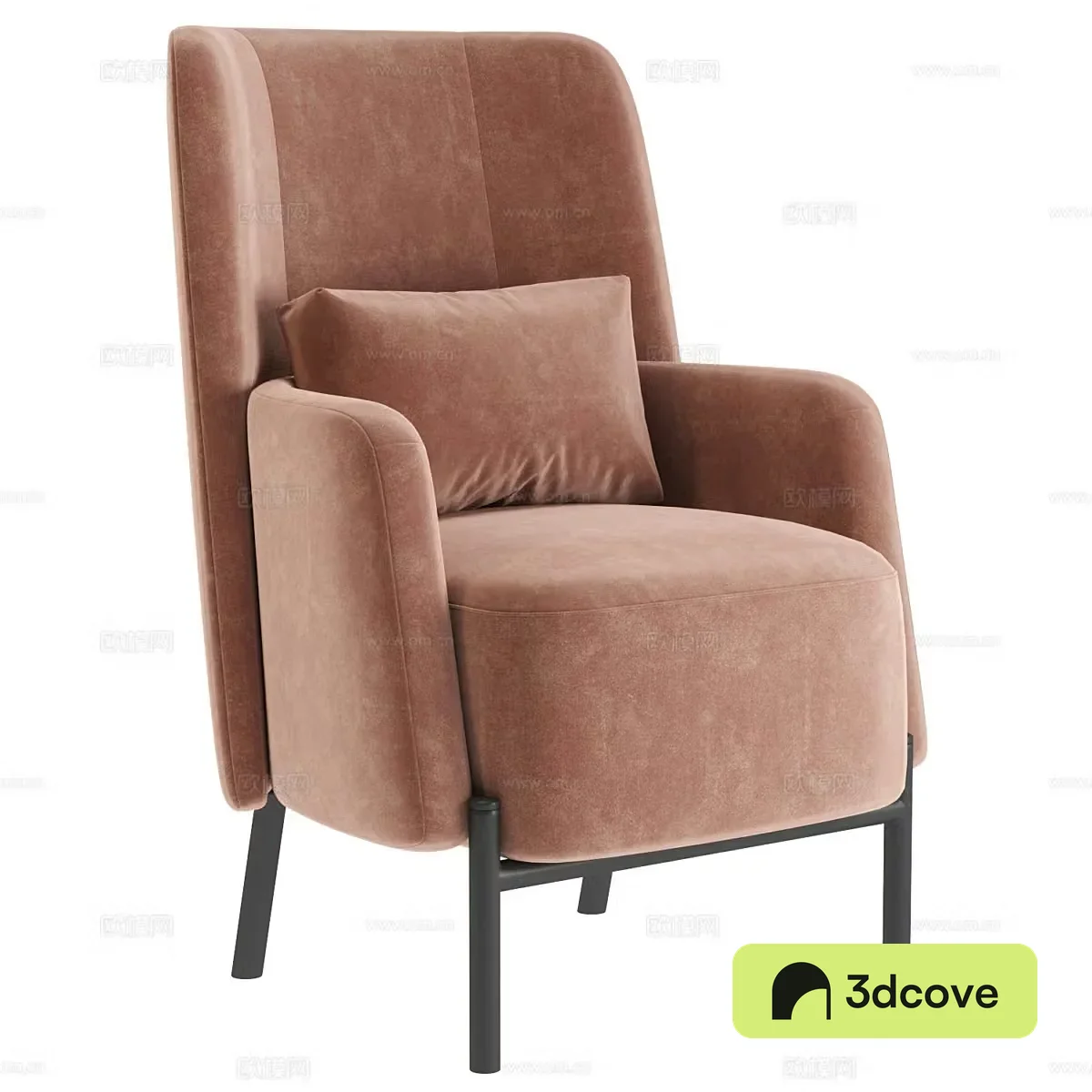 Modern Creamy Wil Barhat Caramel Armchair