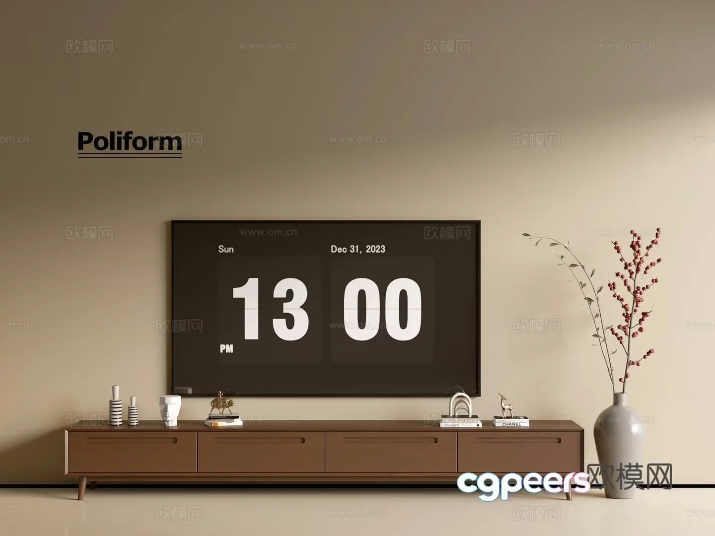 Modern wood grain TV cabinet simple side cabinet chest of drawers low cabinet whole cabinet side cabinet balcony 3D model