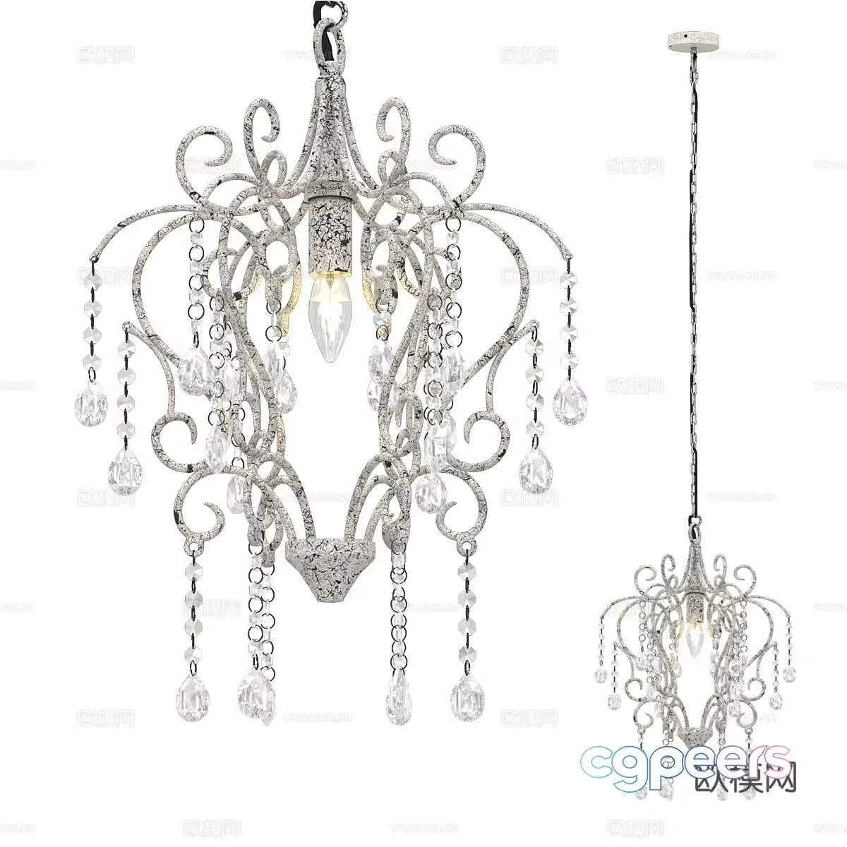 French Chandelier Restaurant Chandelier 3D Model