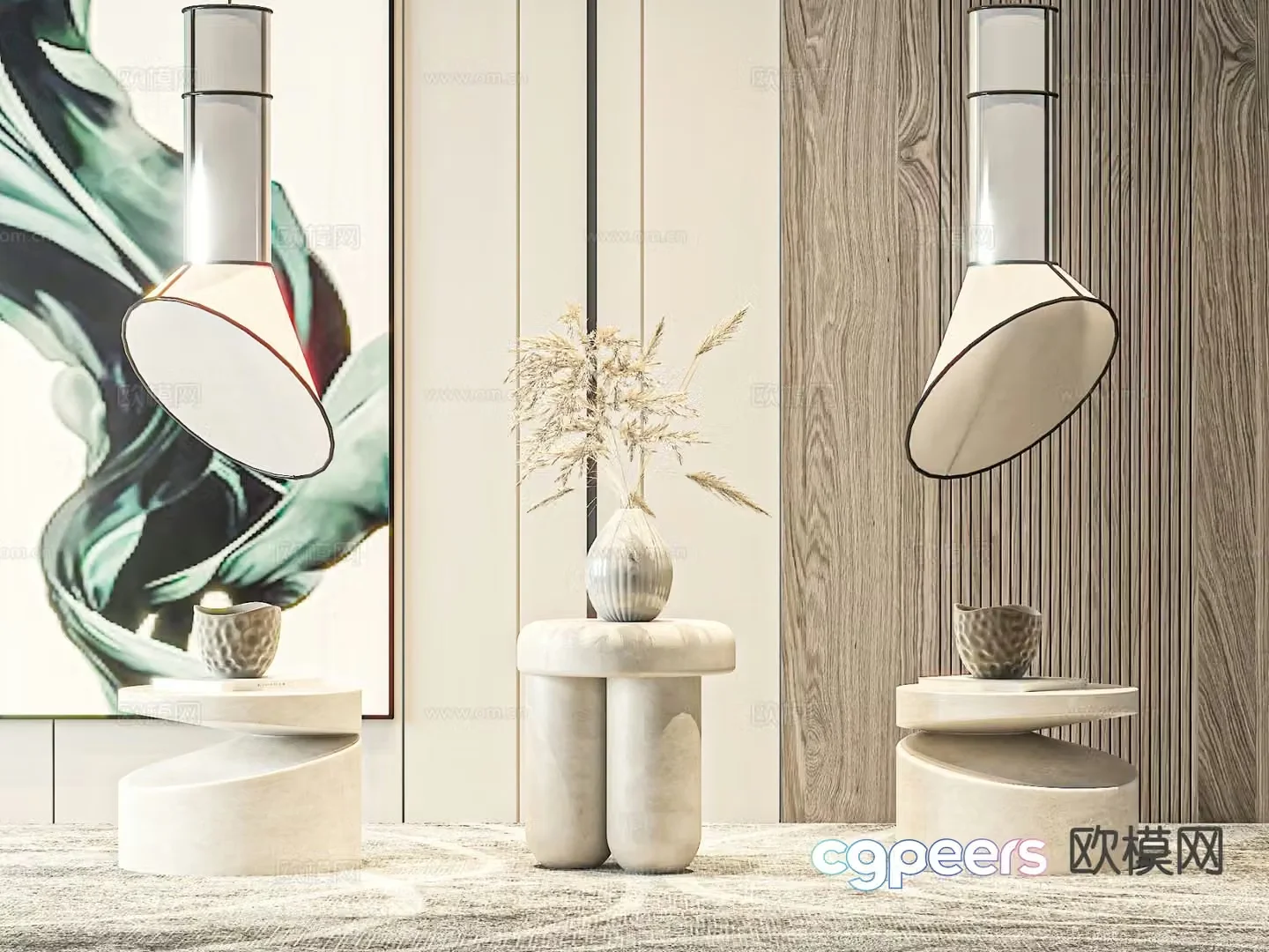 Modern corner table round table side table 3D model