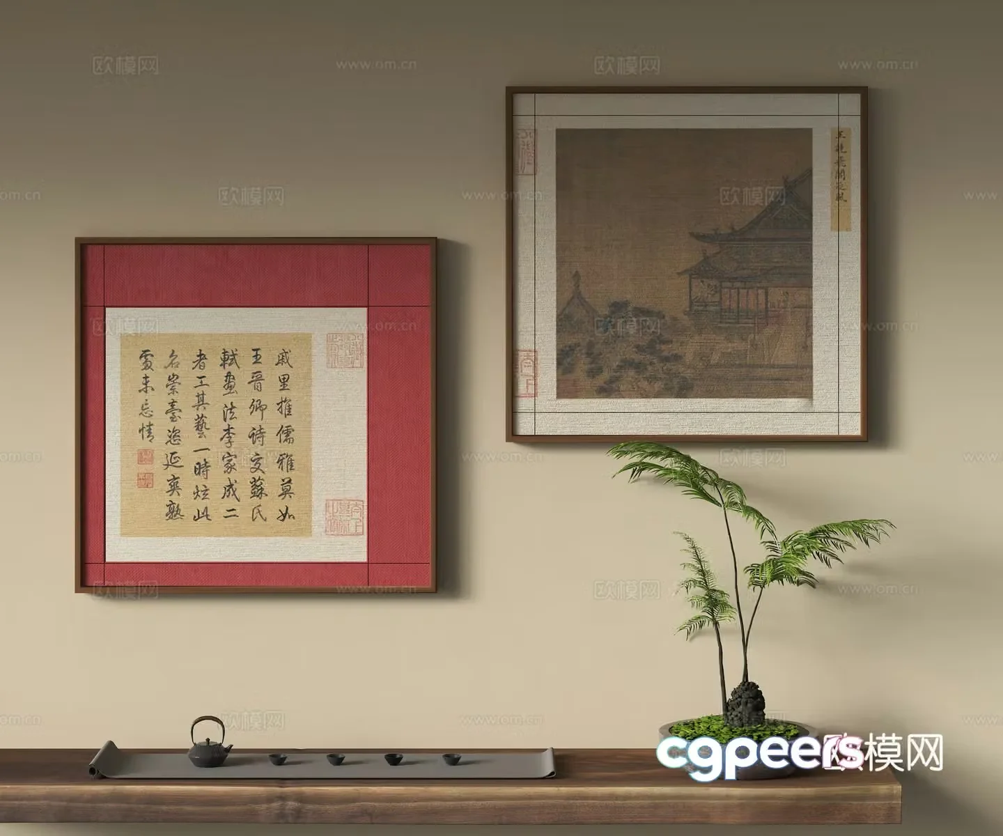 Song style aesthetic decorative painting 3D model