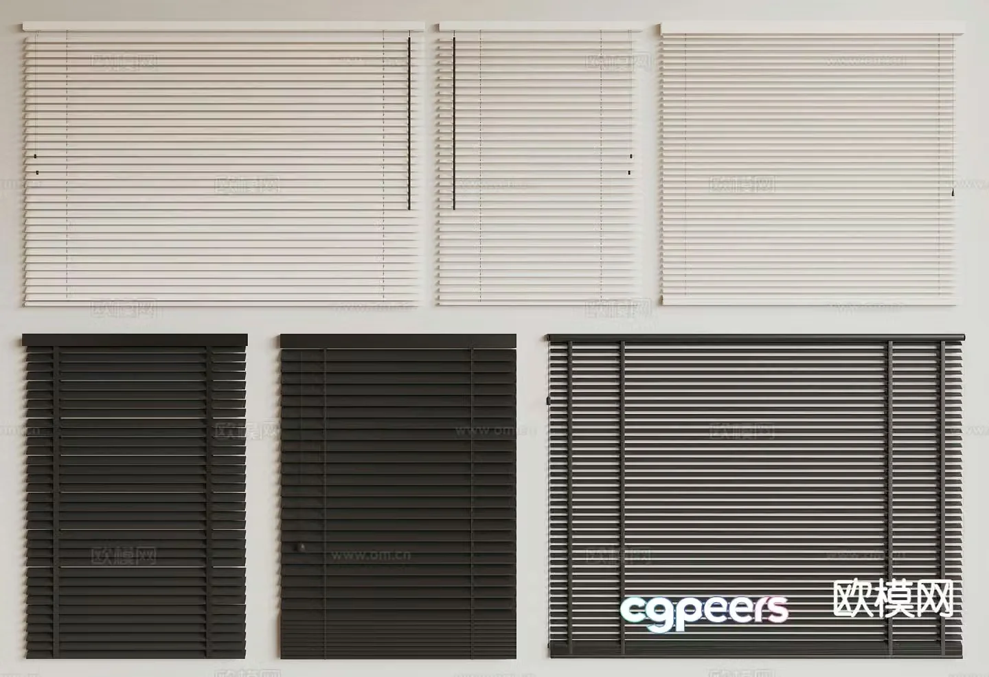 Modern Venetian Blinds Curtains Blackout 3d model