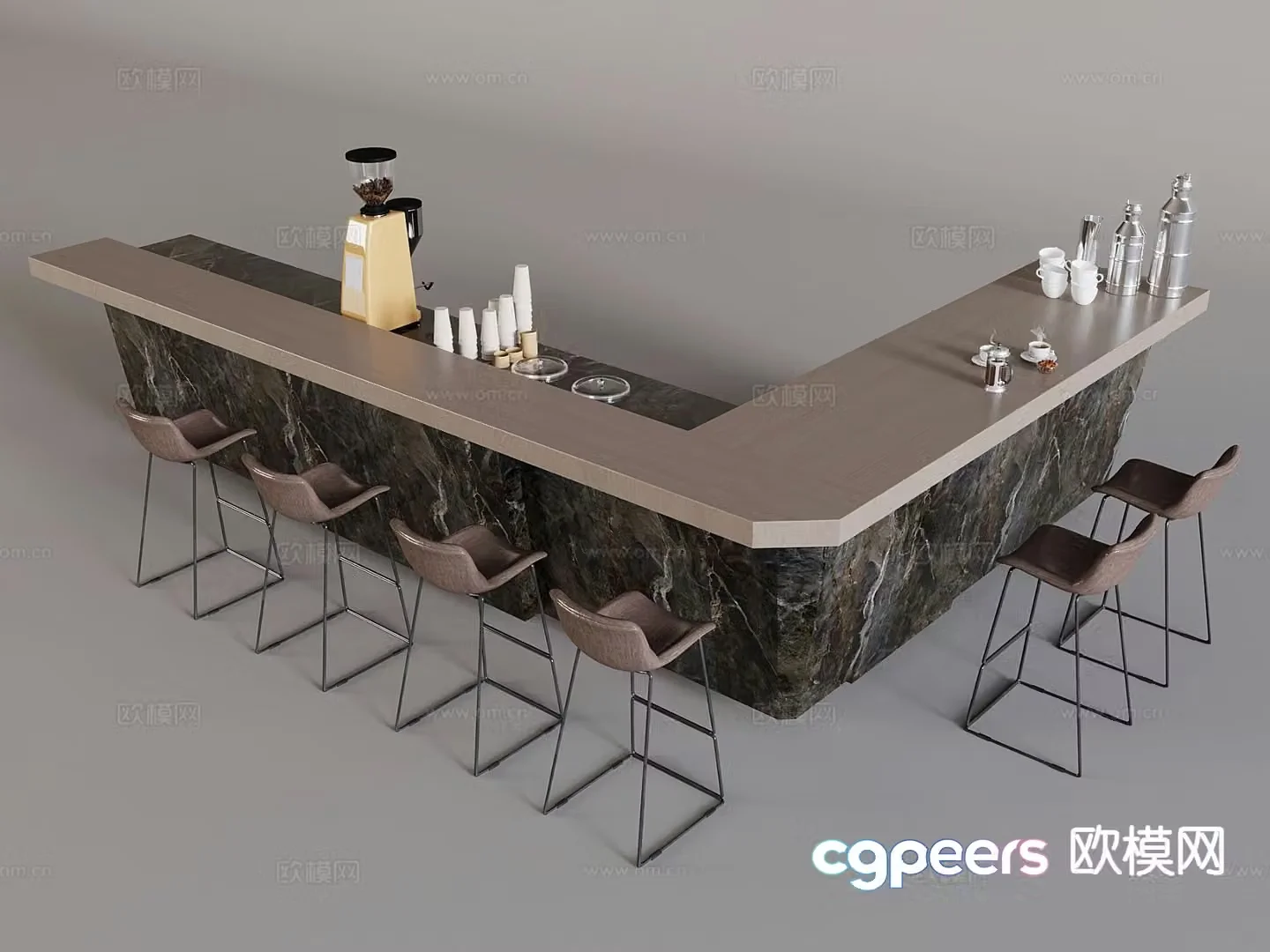 Modern wine bar 3d model