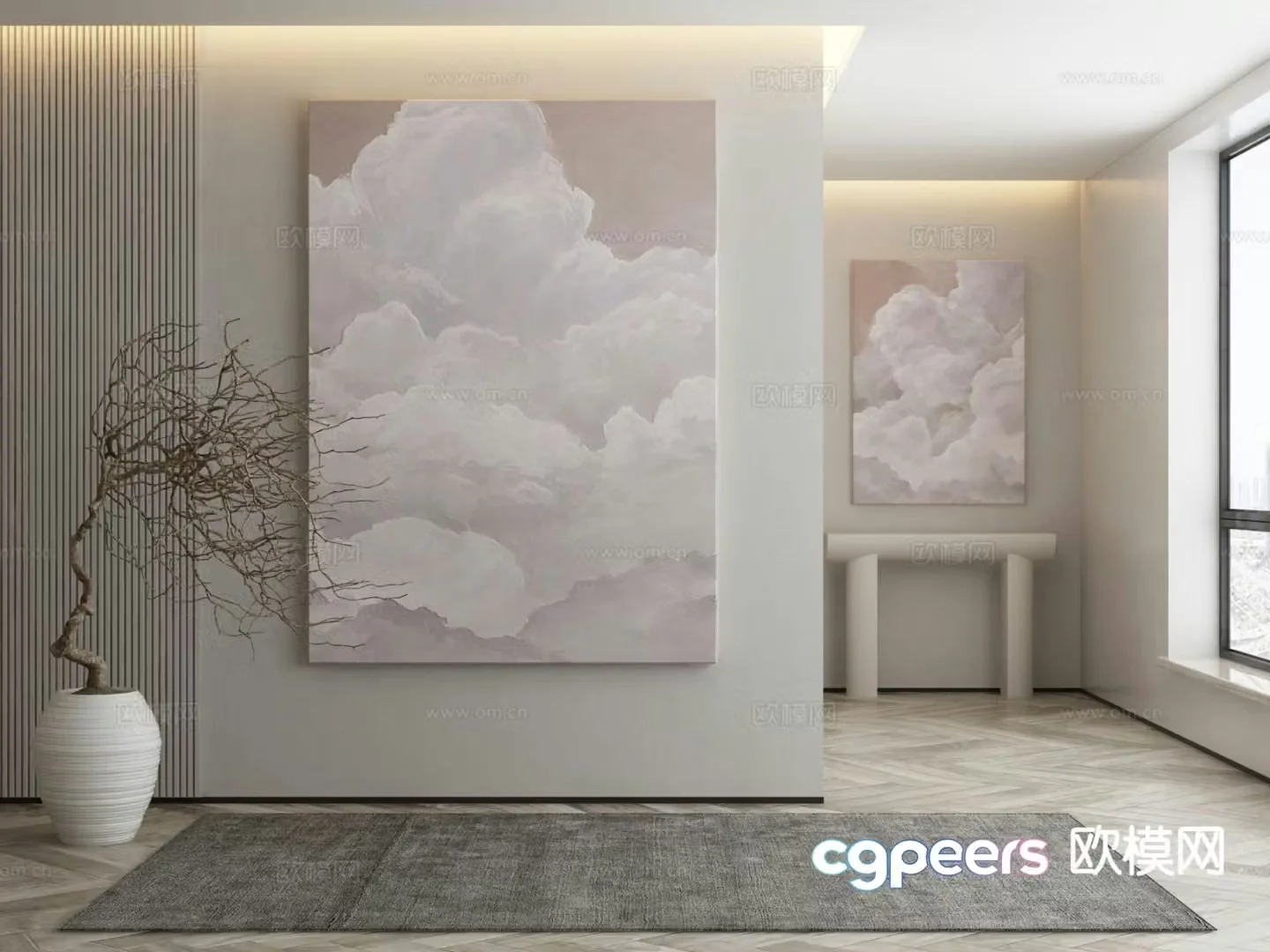 Modern decorative painting cloud hanging painting oil painting 3d model