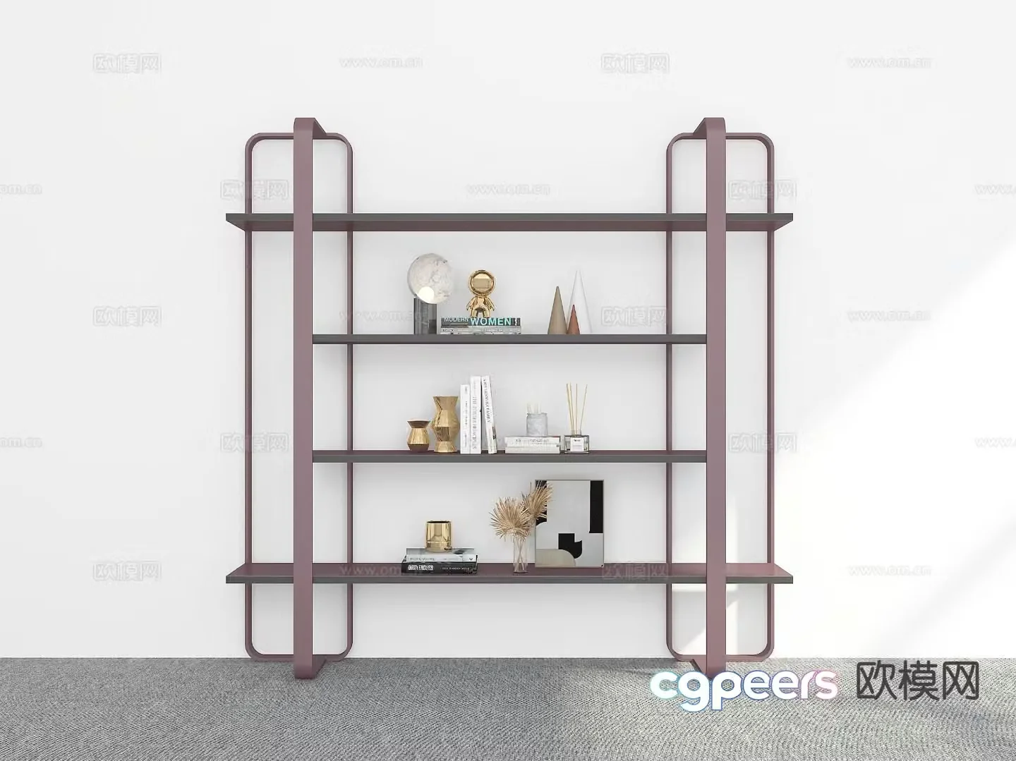 Modern bookshelf storage rack 3d model