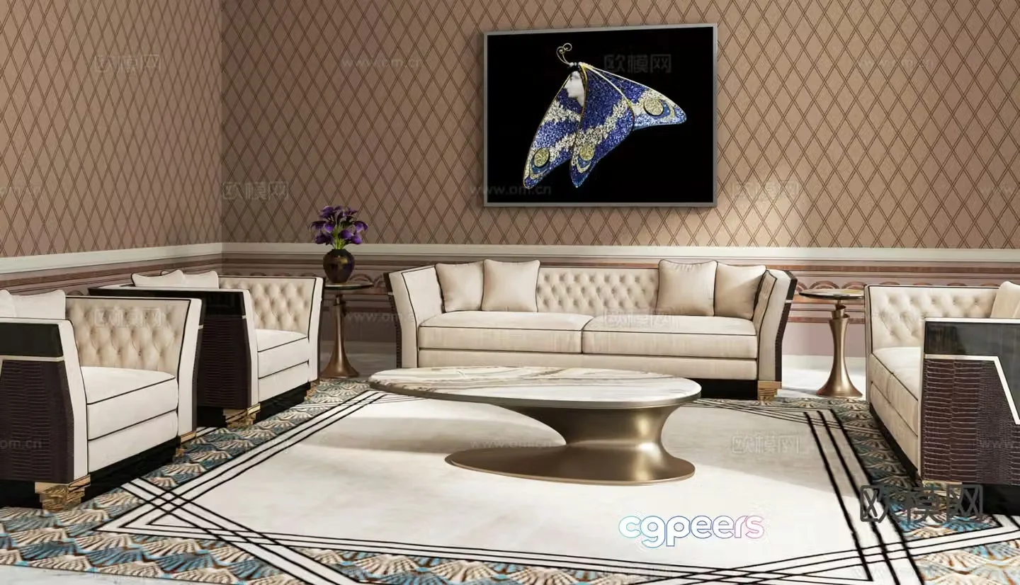 visionnaire italian sectional sofa 3d model