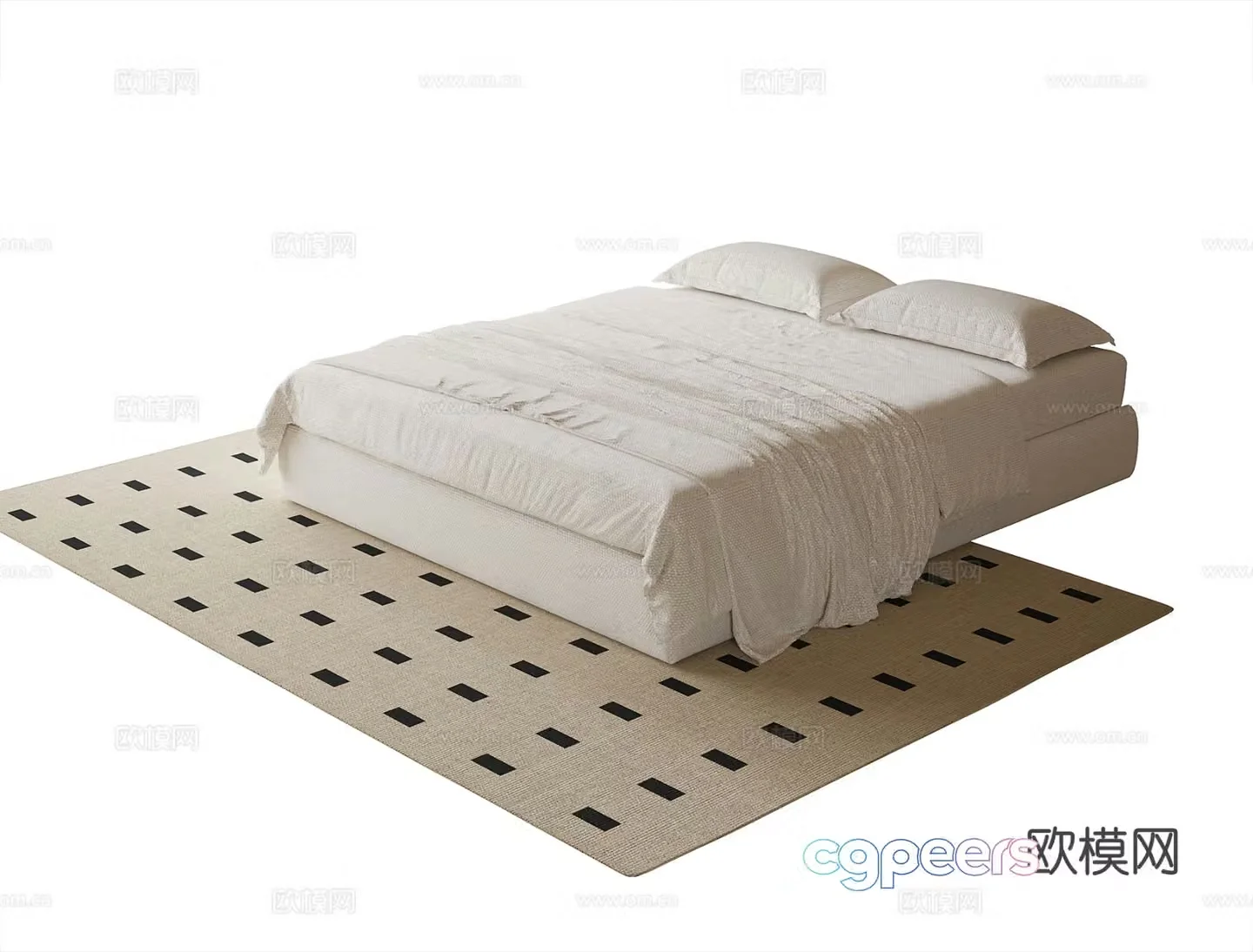 Modern double bed 3d model