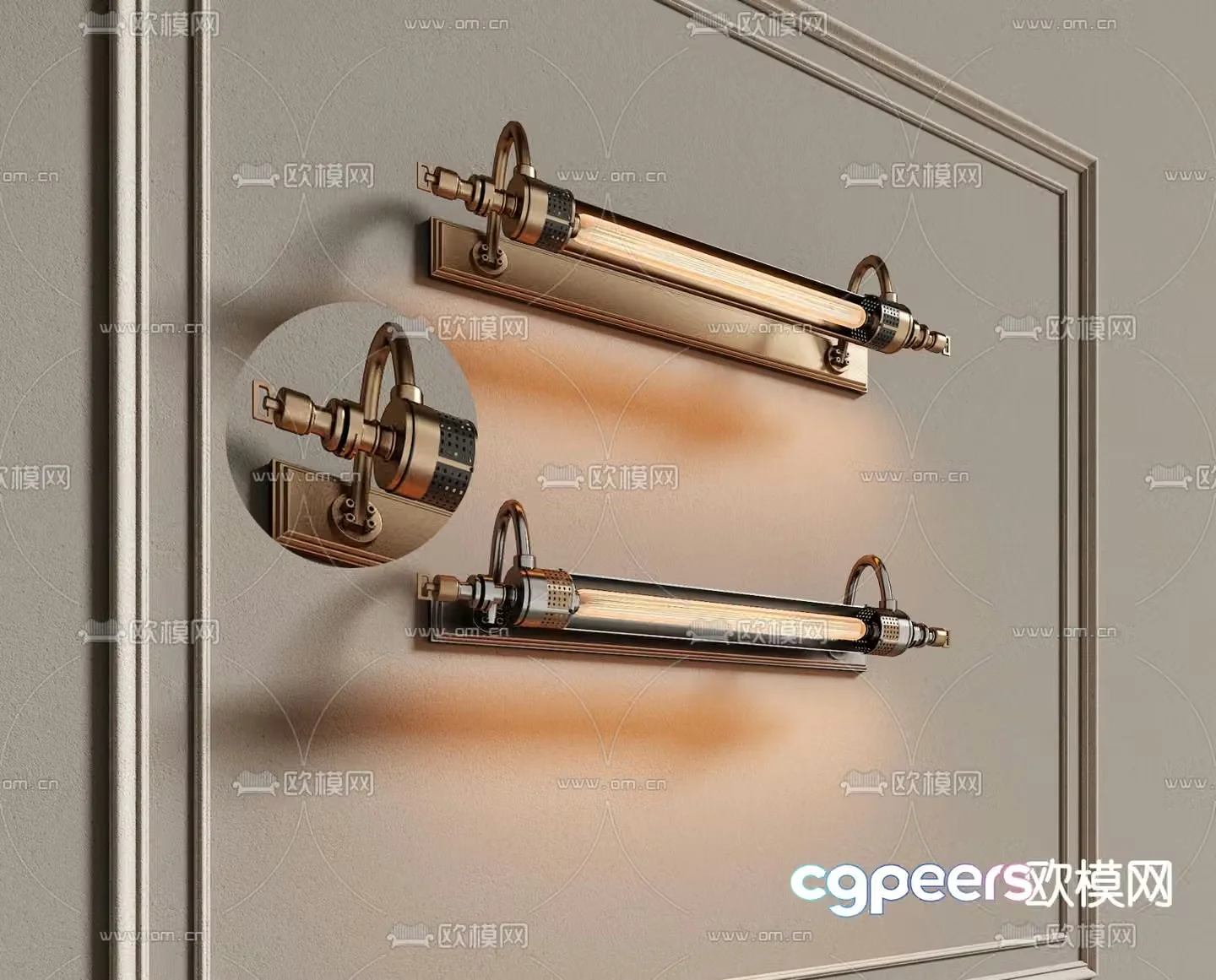 Modern mirror headlight wall light combination 3d model
