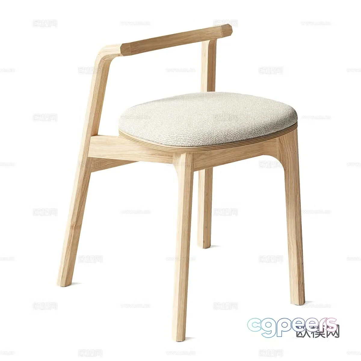 Nordic simple chair wooden chair dining chair 3d model