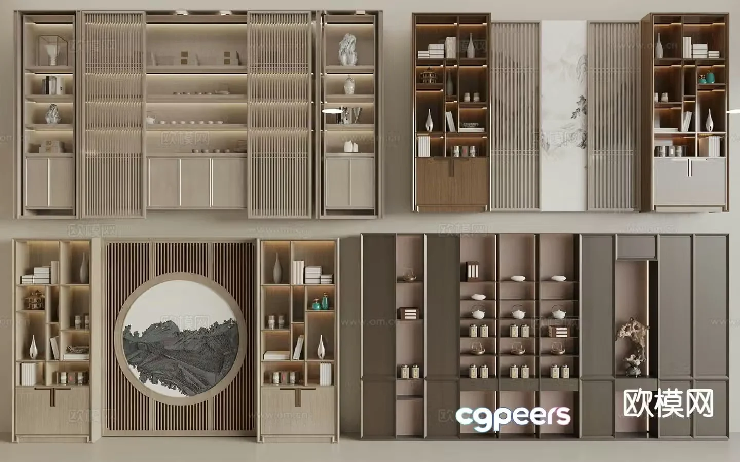 New Chinese tea set display cabinet tea cabinet 3d model