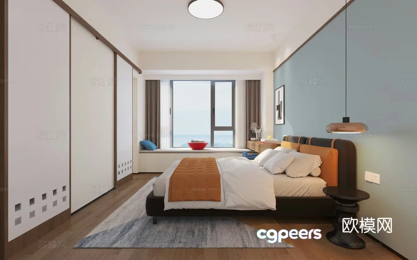 Memphis style bedroom Bauhaus master bedroom 3d model