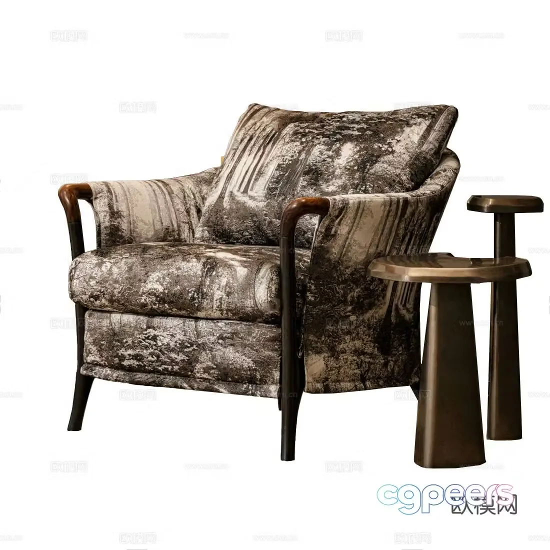 Retro French casual chair leisure chair casual sofa sofa chair single sofa side corner 3D model