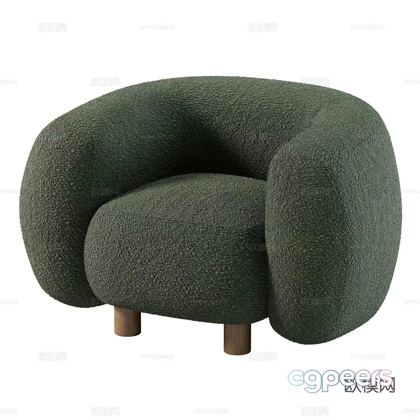 Modern cream style fabric sofa chair 3d model