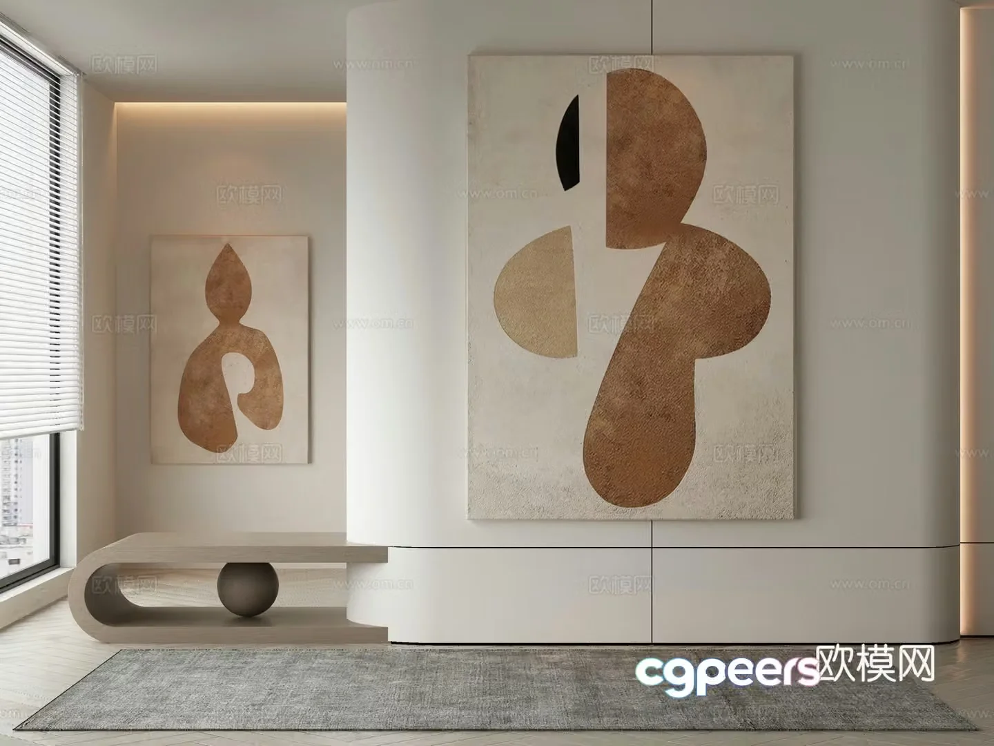 Modern decorative painting abstract painting hanging painting 3d model