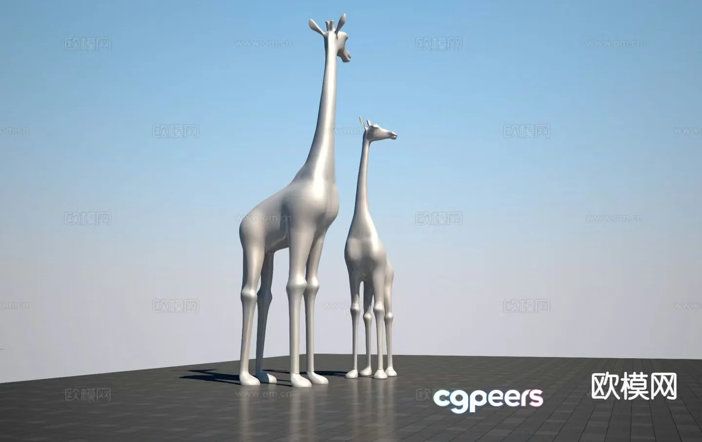Giraffe sketch landscape sculpture 3d model