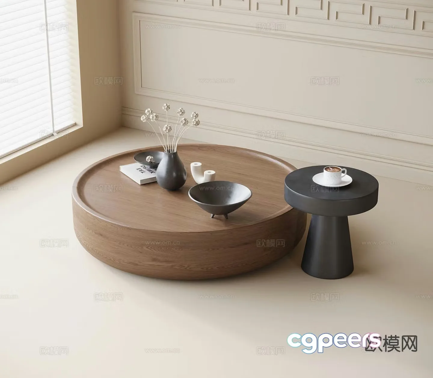 Modern round coffee table mother-in-law coffee table 3d model