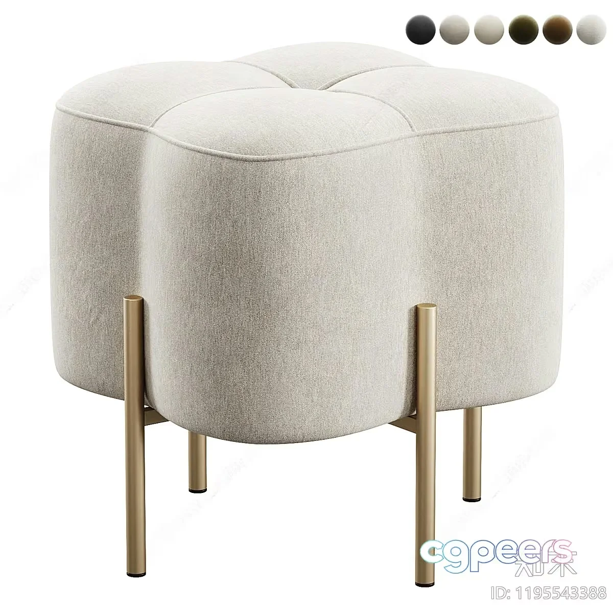 Cozy Beige Ottoman 3D Model – 17509 – CORONA Render