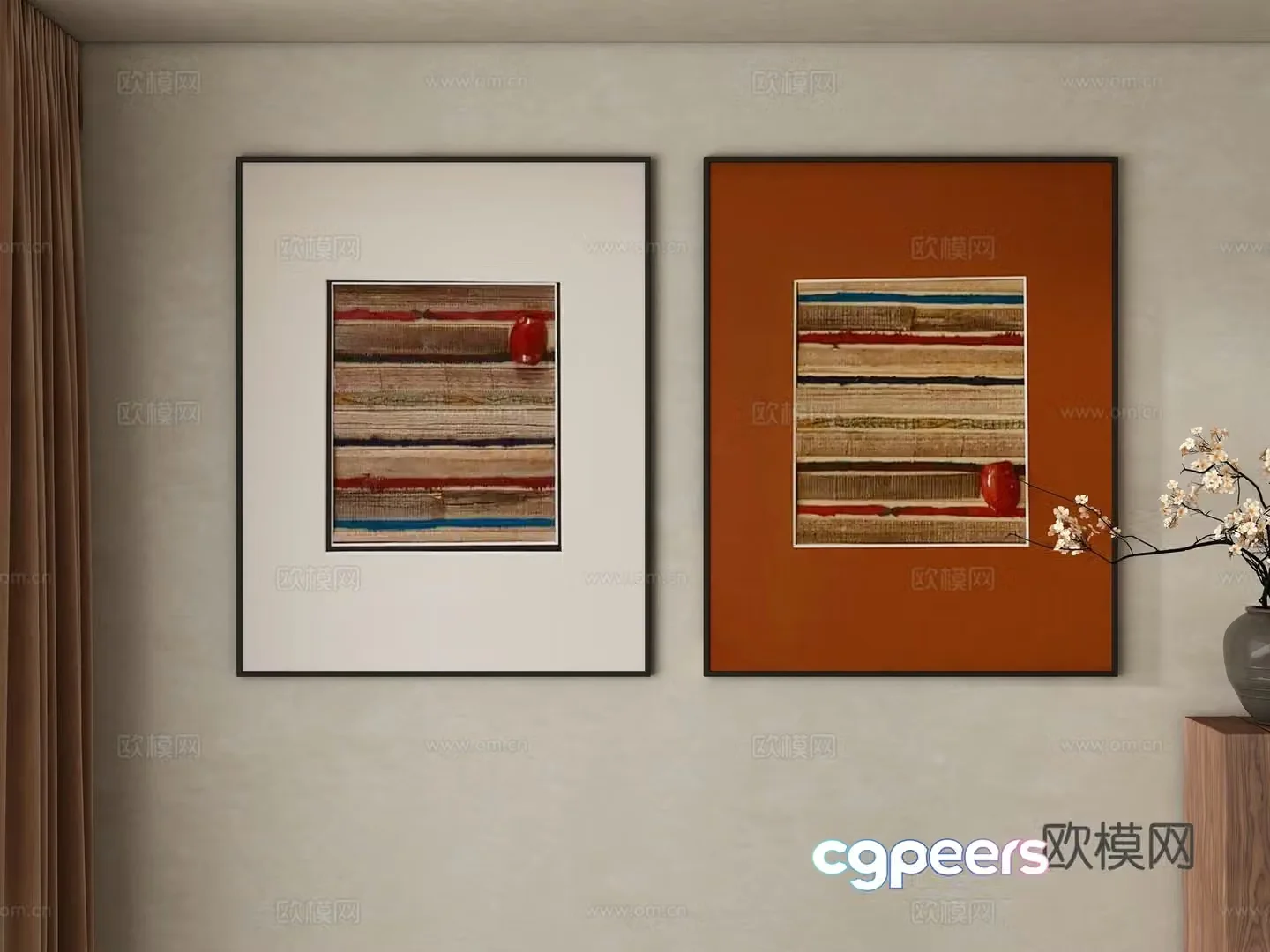Middle-aged abstract hanging paintings decorative paintings 3d model