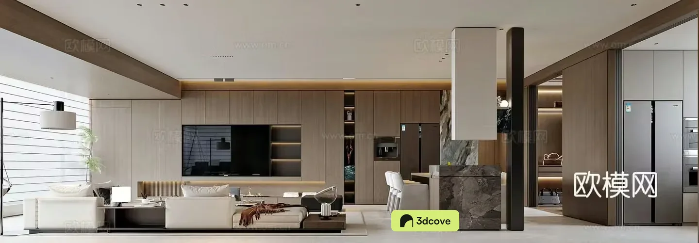 Modern style home living and dining room
