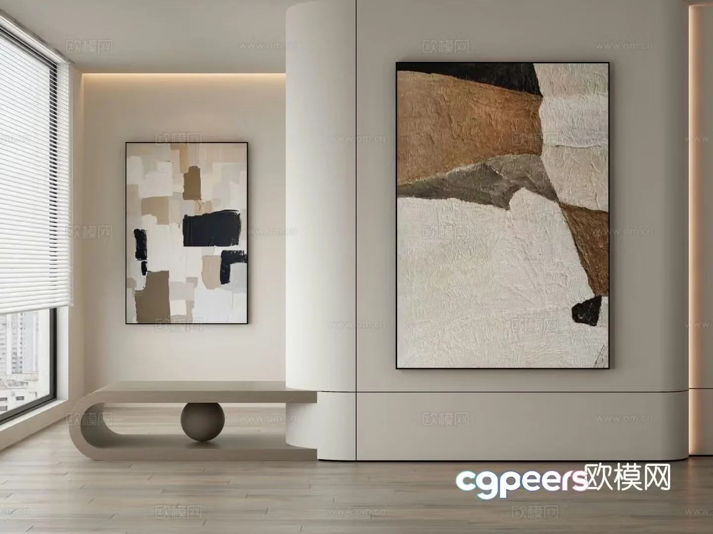 Modern texture painting decorative painting 3d model