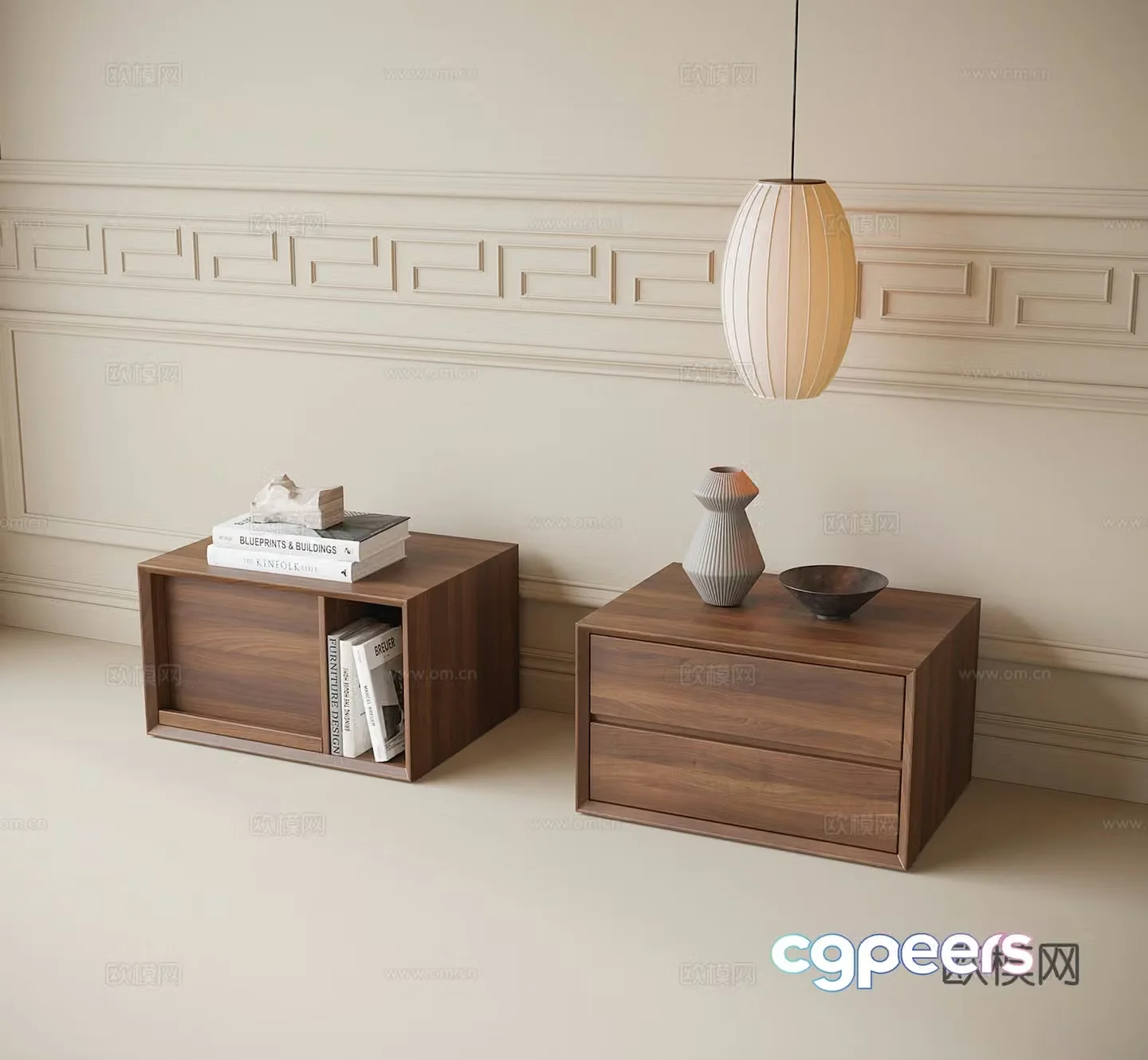 Medieval style bedside table 3d model