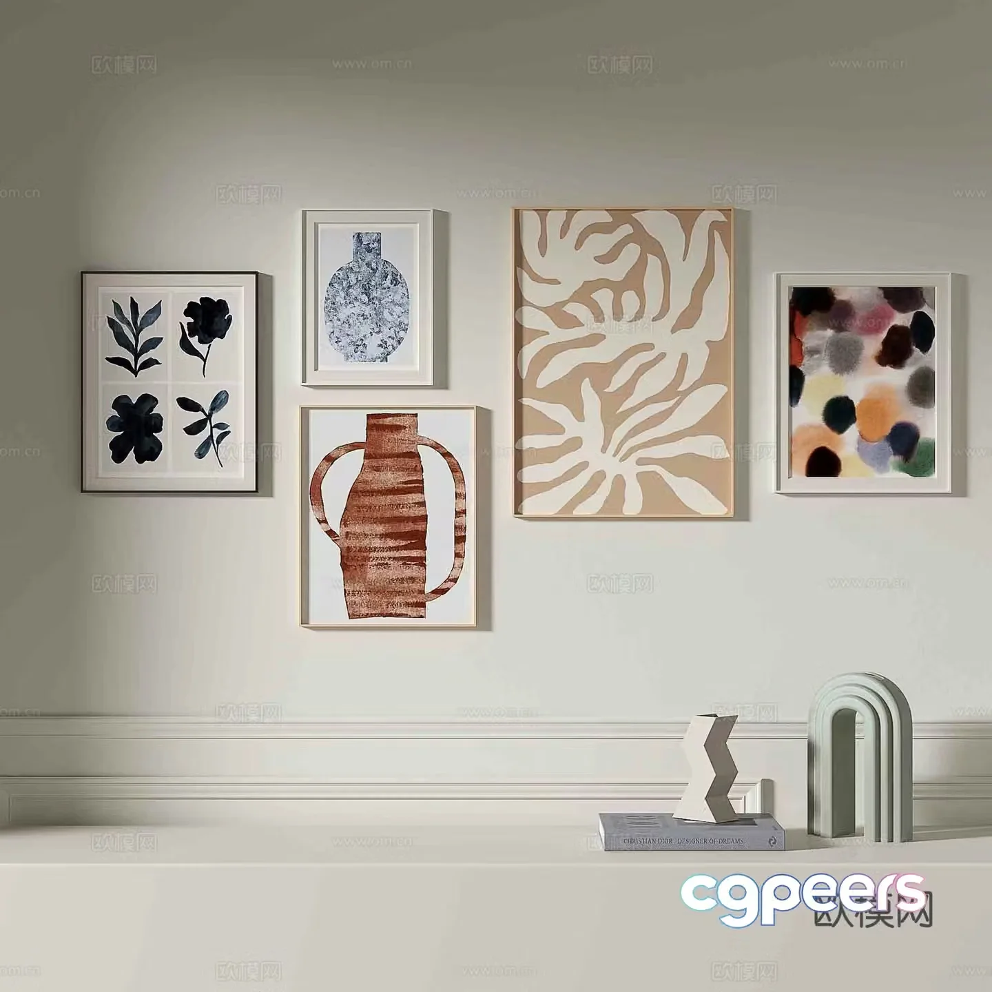 Modern texture painting decorative painting 3d model