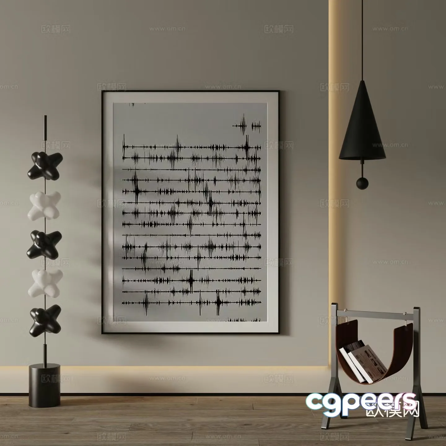 Modern decorative painting Line drawing 3d model