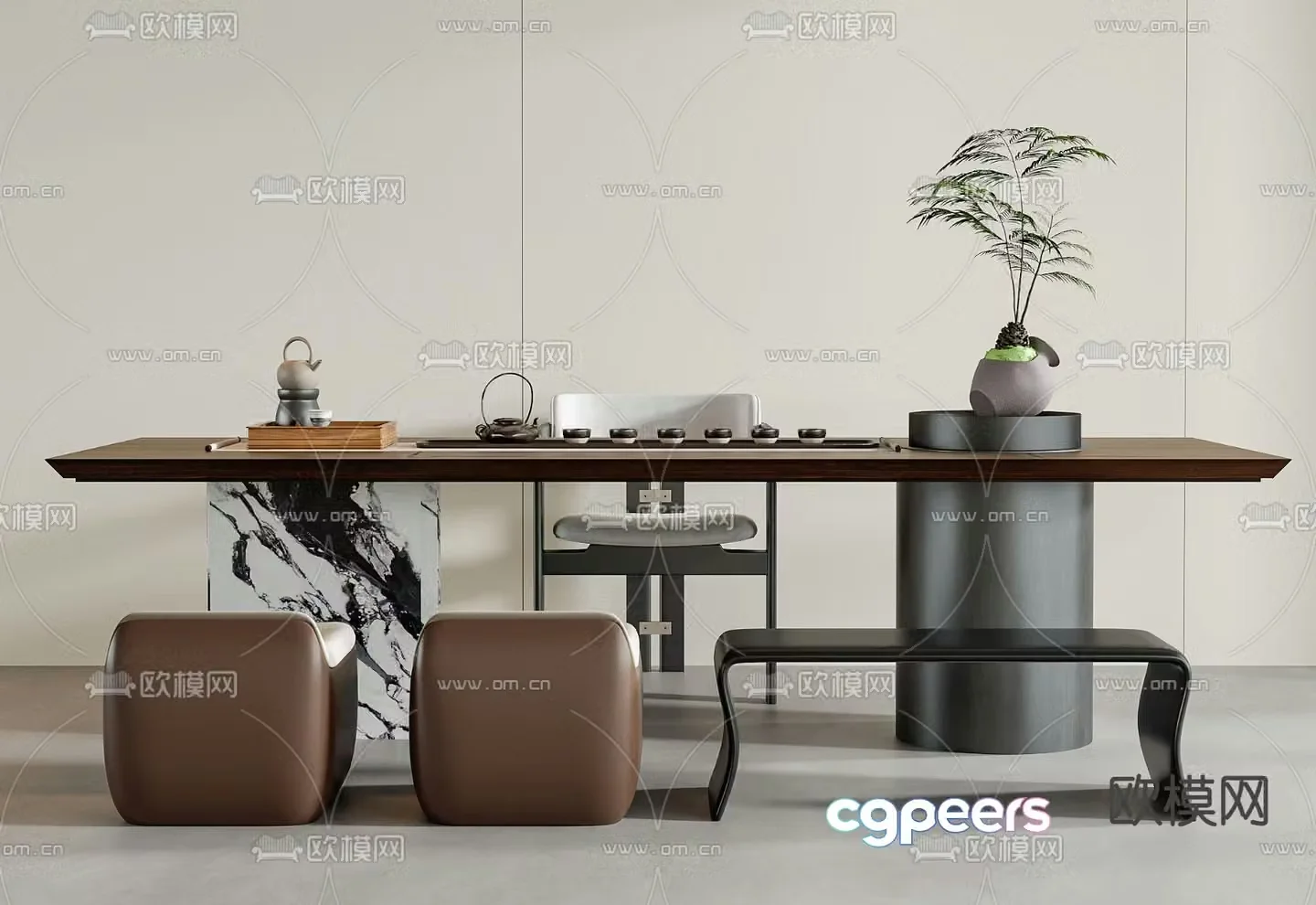 New Chinese style tea table tea table 3d model