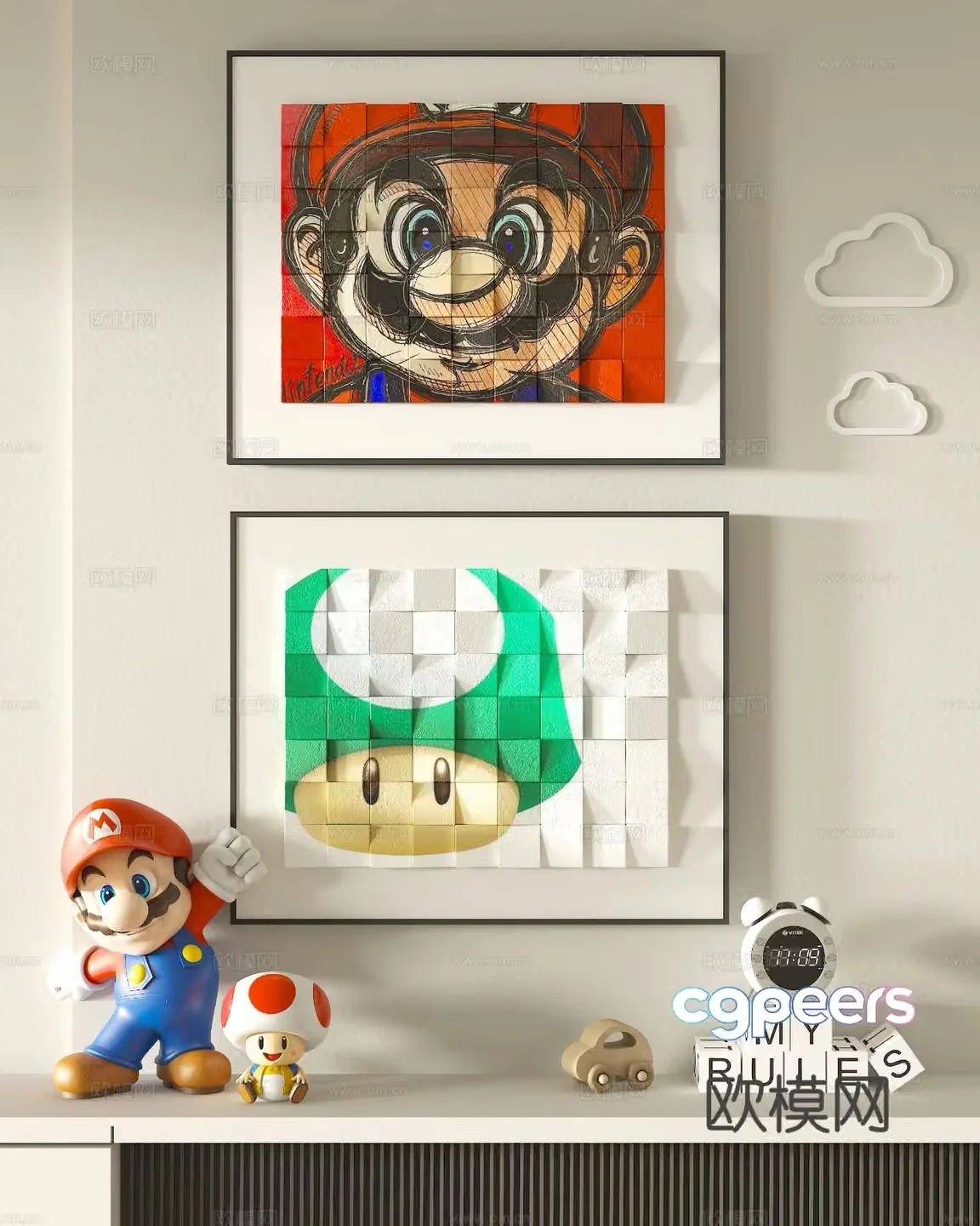 Cartoon decorative painting children’s painting hanging painting 3D model