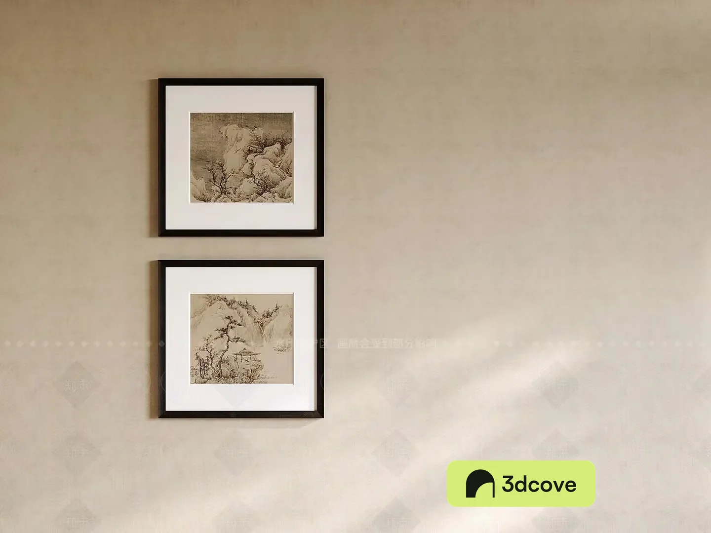 Two Framed Paintings On A Wall