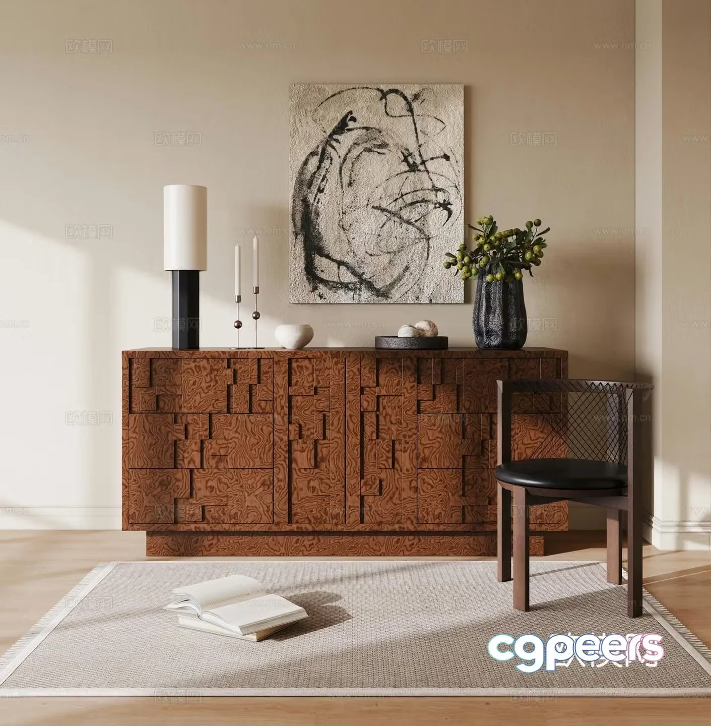 Wasabi retro chest of drawers chest of drawers low cabinet side cabinet Wasabi retro entrance cabinet storage cabinet 3D model