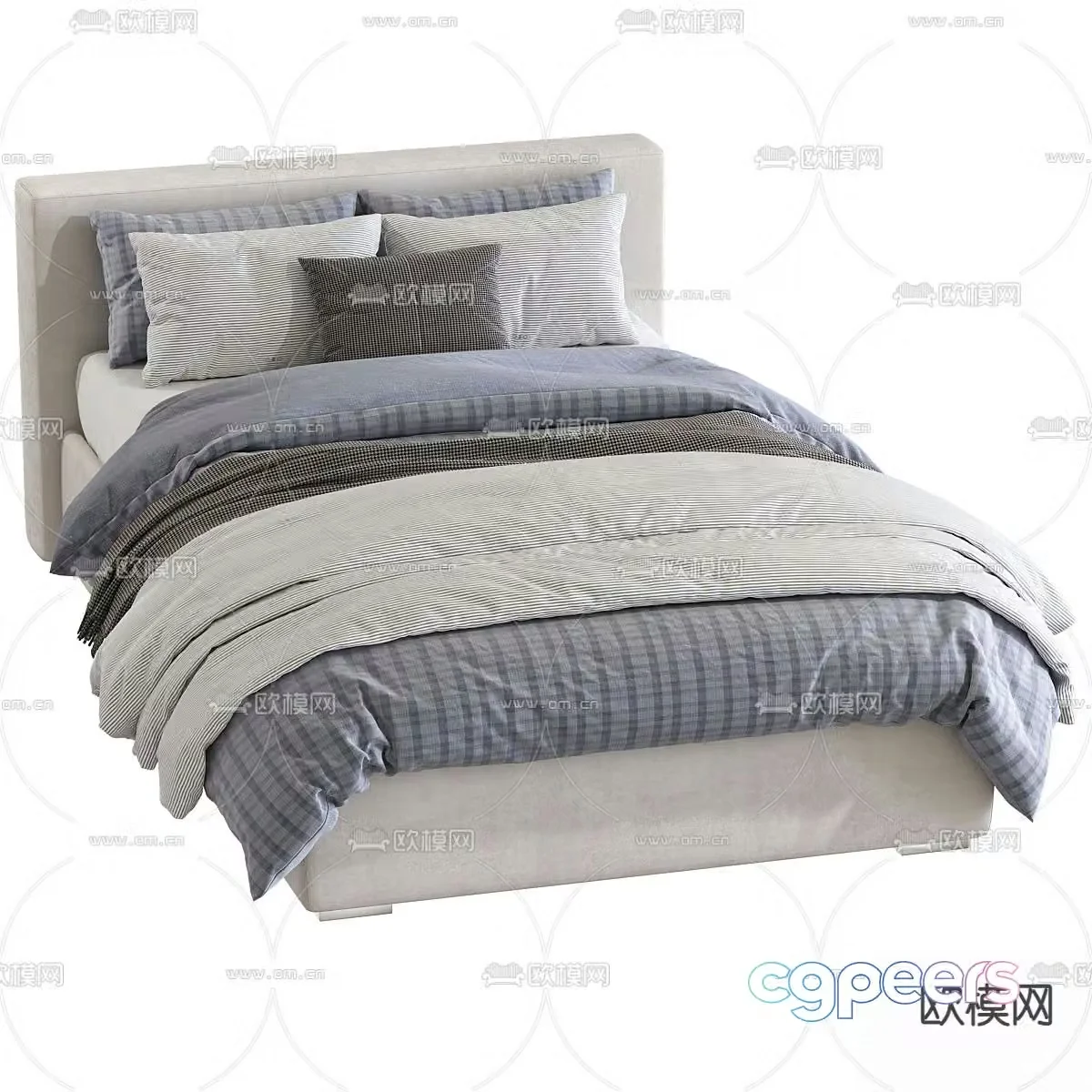 Modern double bed 3d model