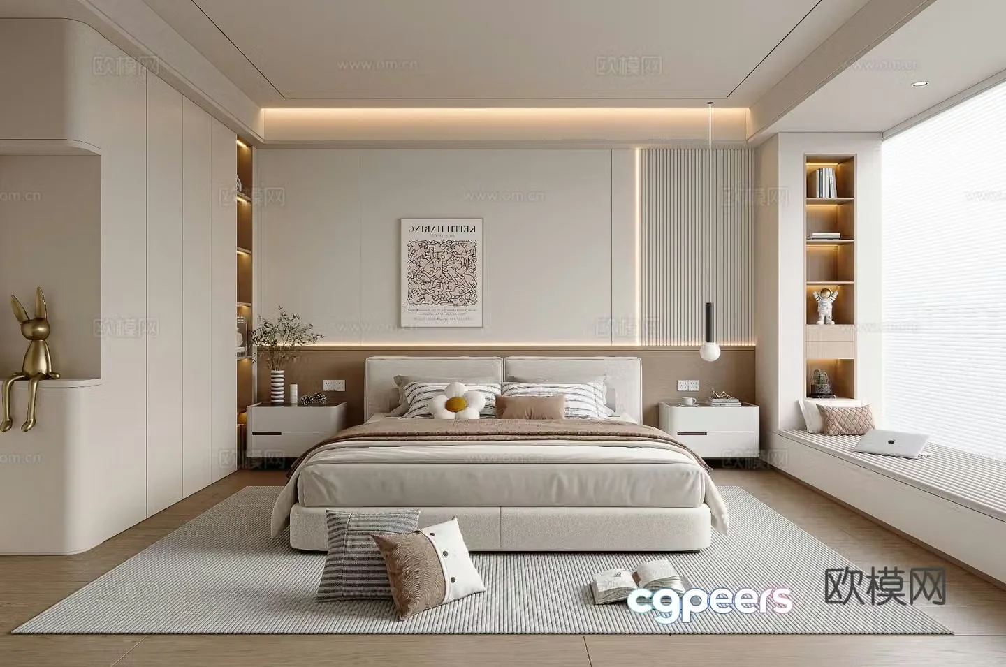 Cream style bedroom master bedroom 3d model