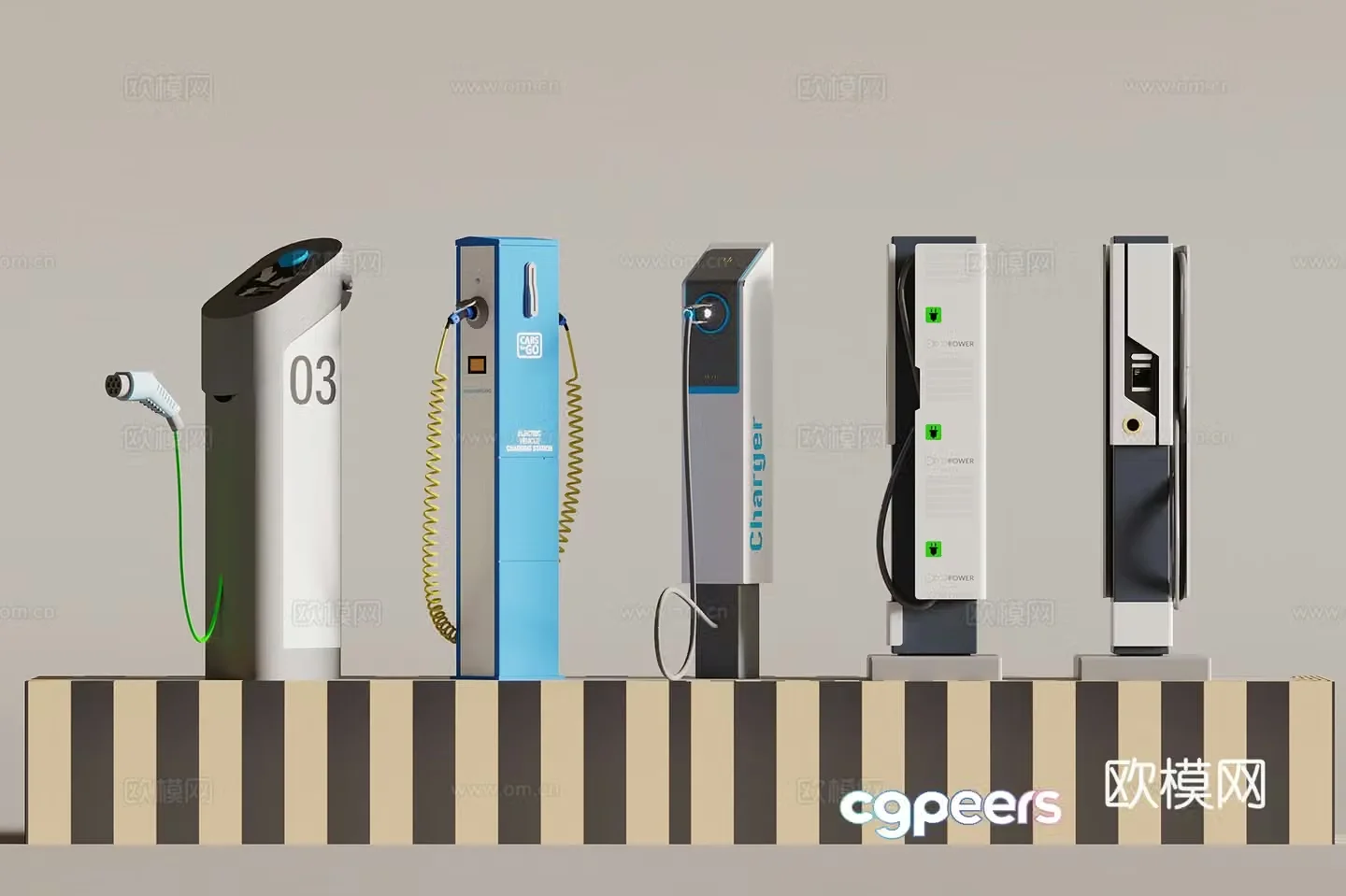 Car modern charging pile 3d model