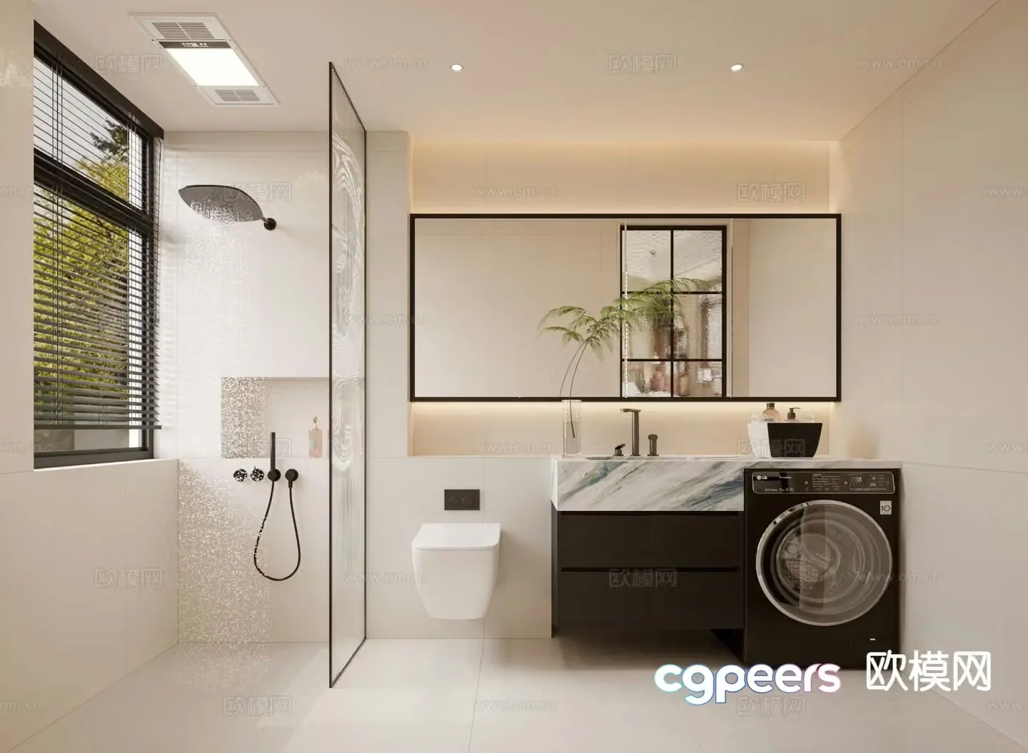 Modern minimalist bathroom bathroom 3d model