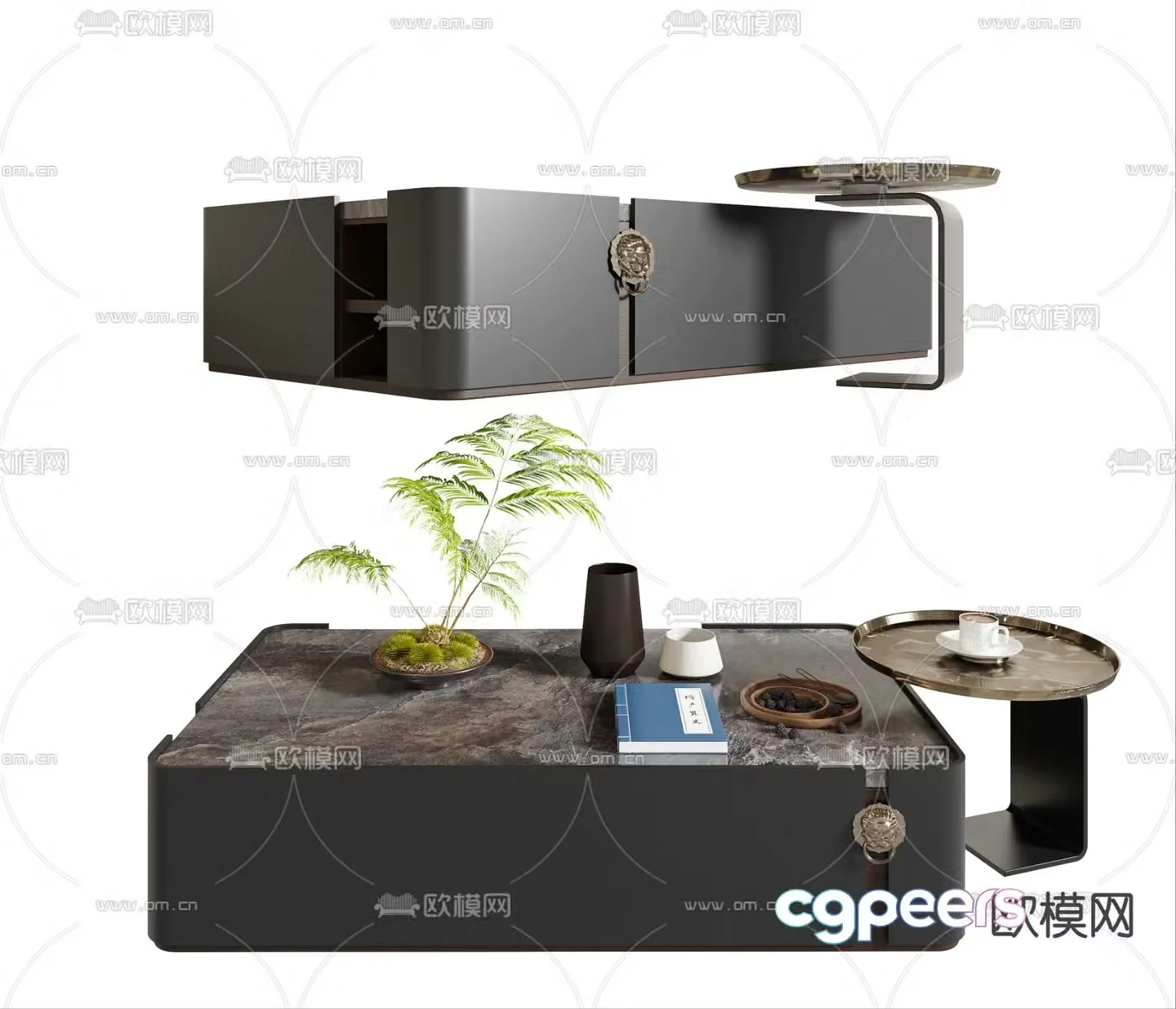 New Chinese style coffee table 3D model of mother-in-law coffee table