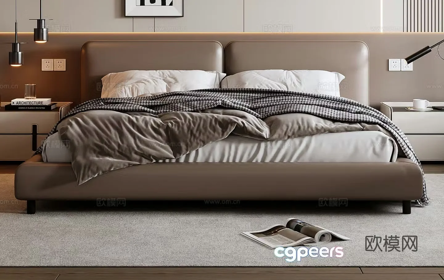 Italian double bed 3d model