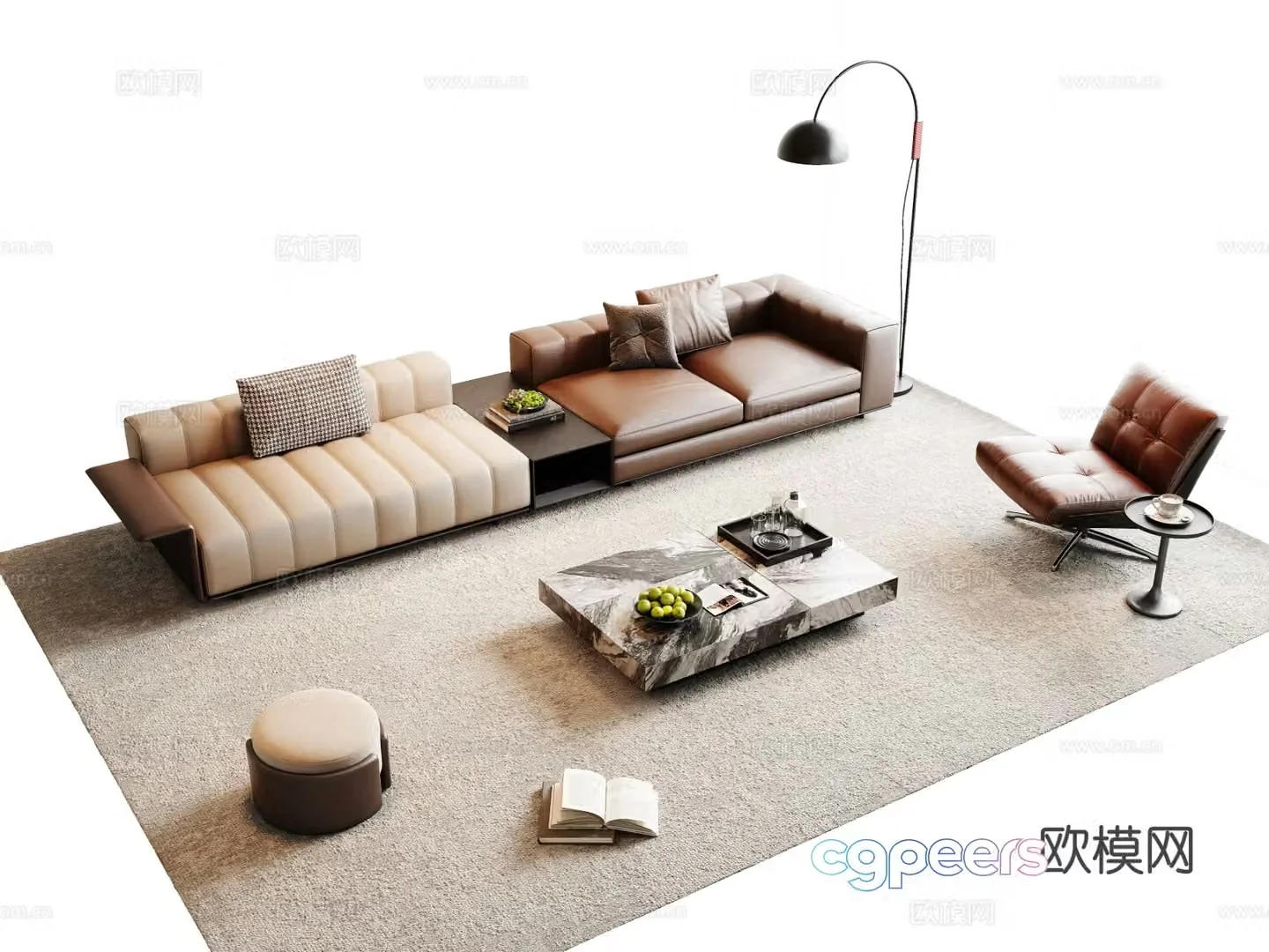 Italian sofa combination 3D model