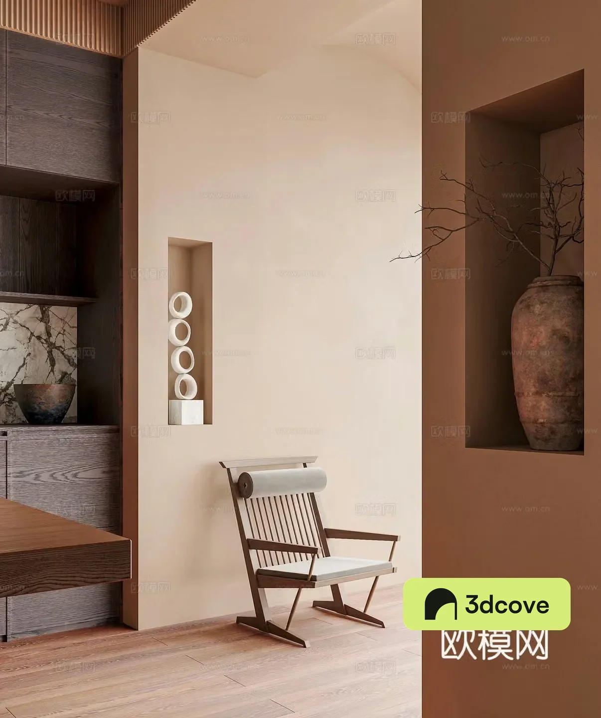 Wasabi Middle Style Leisure Chair Wasabi Wind Ornament Vase Medium Style Living Room Ornament Wasabi Decoration 3D Model